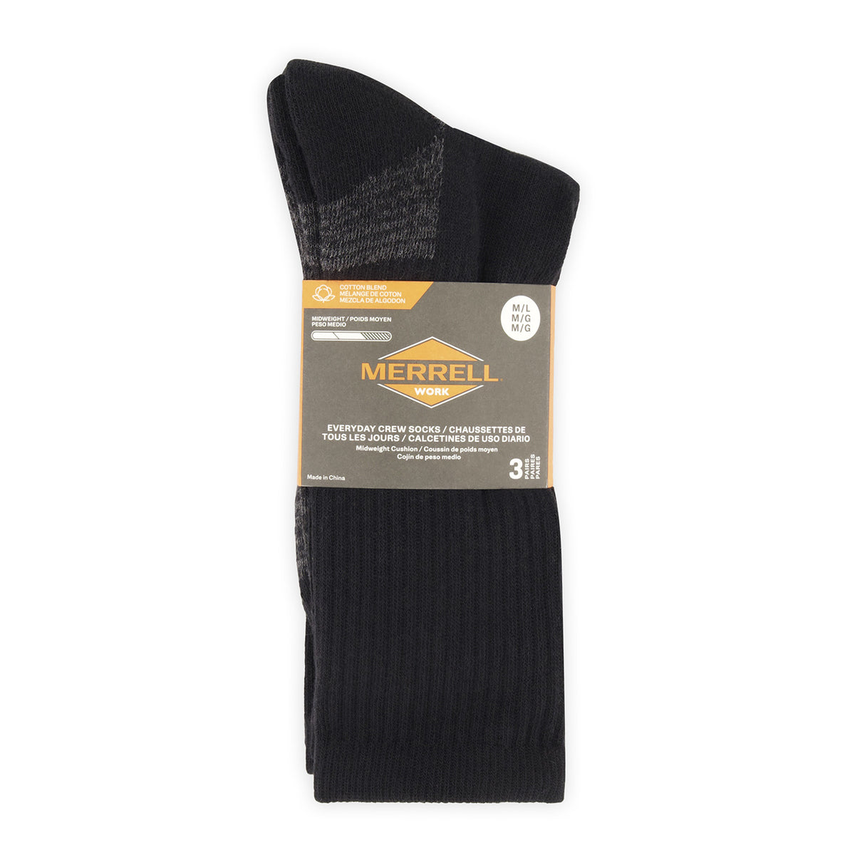 Calcetin Unisex Everyday Crew Tripack Negro Merrell