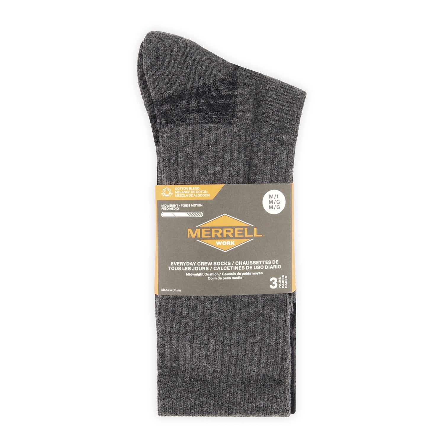 Calcetin Unisex Everyday Crew Tripack Gris Merrell