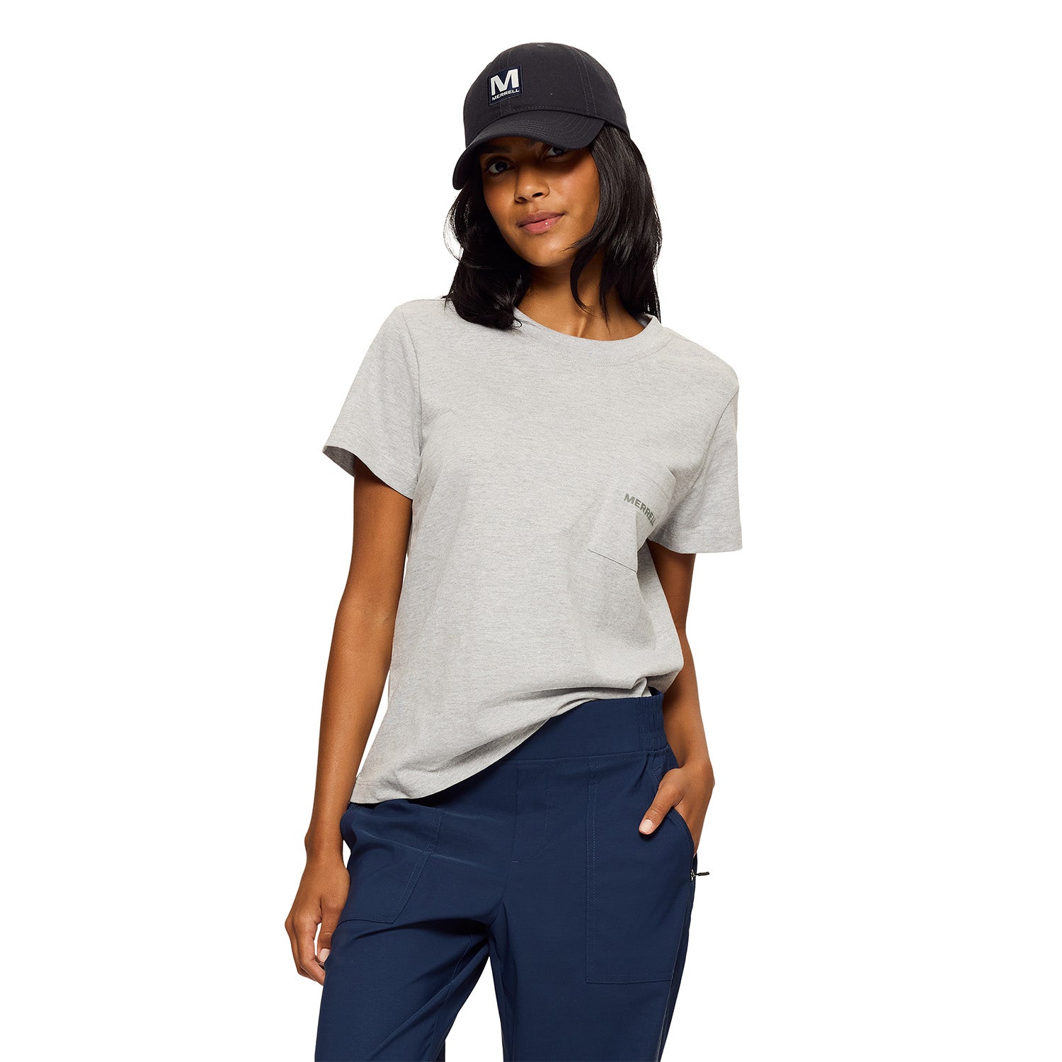 Polera Manga Corta Mujer Relaxed Pocket Gris Merrell