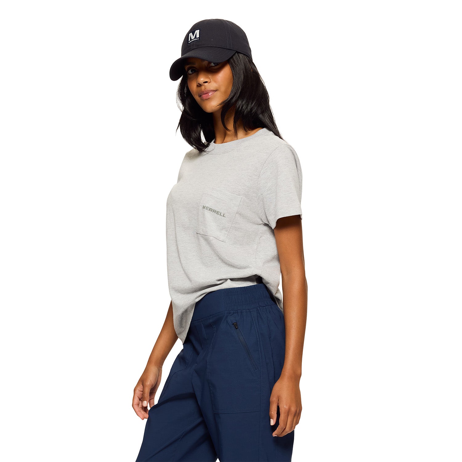 Polera Manga Corta Mujer Relaxed Pocket Gris Merrell
