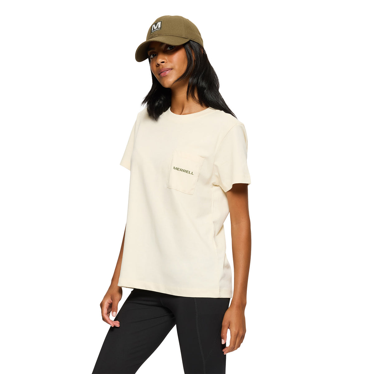Polera Manga Corta Mujer Relaxed Pocket Beige Merrell