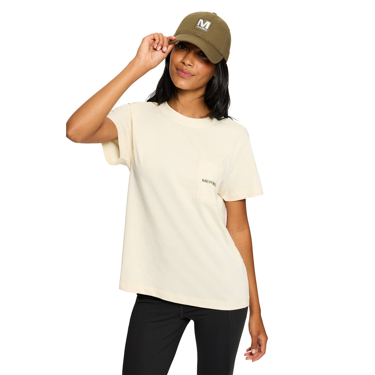 Polera Manga Corta Mujer Relaxed Pocket Beige Merrell