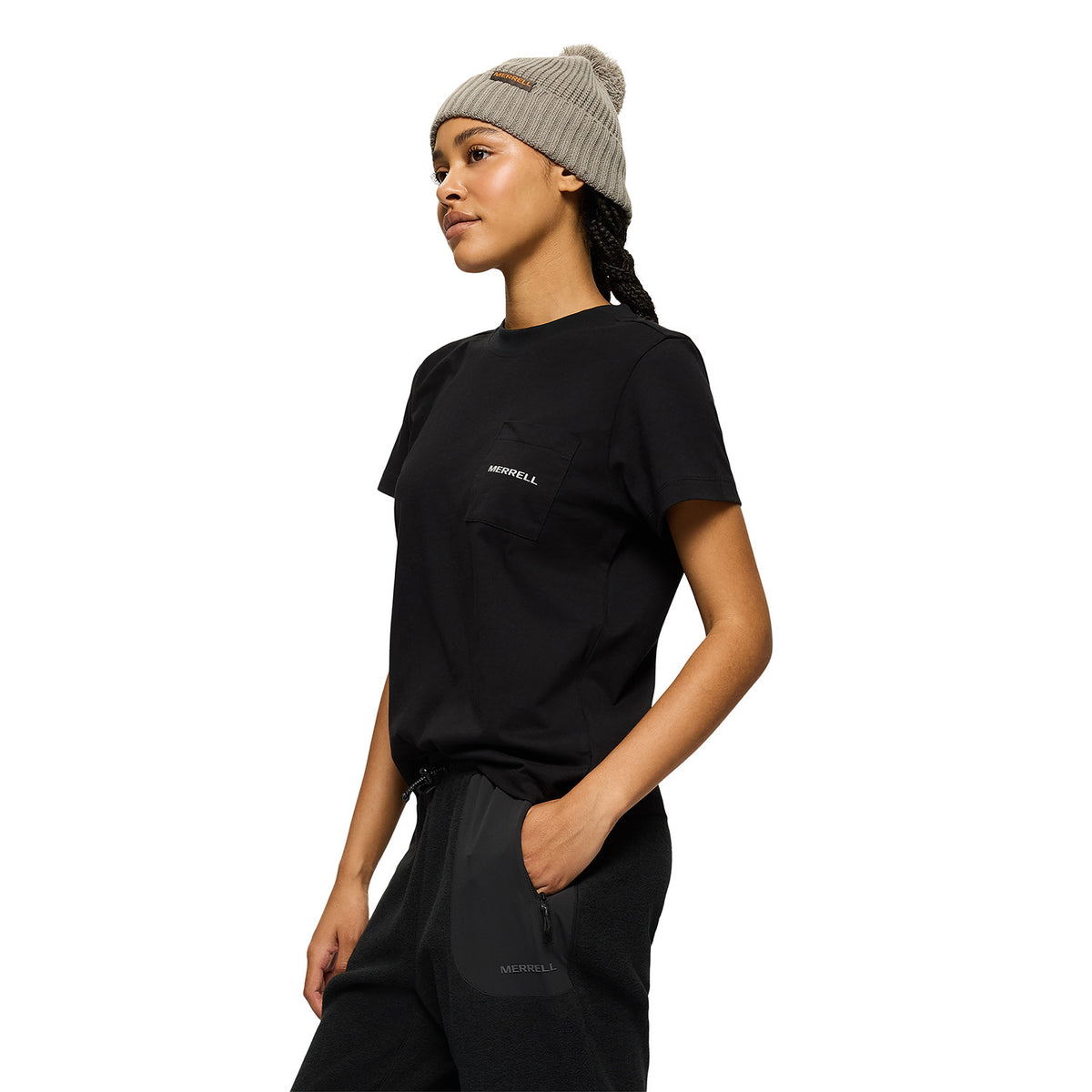 Polera Manga Corta Mujer Relaxed Pocket Negro Merrell