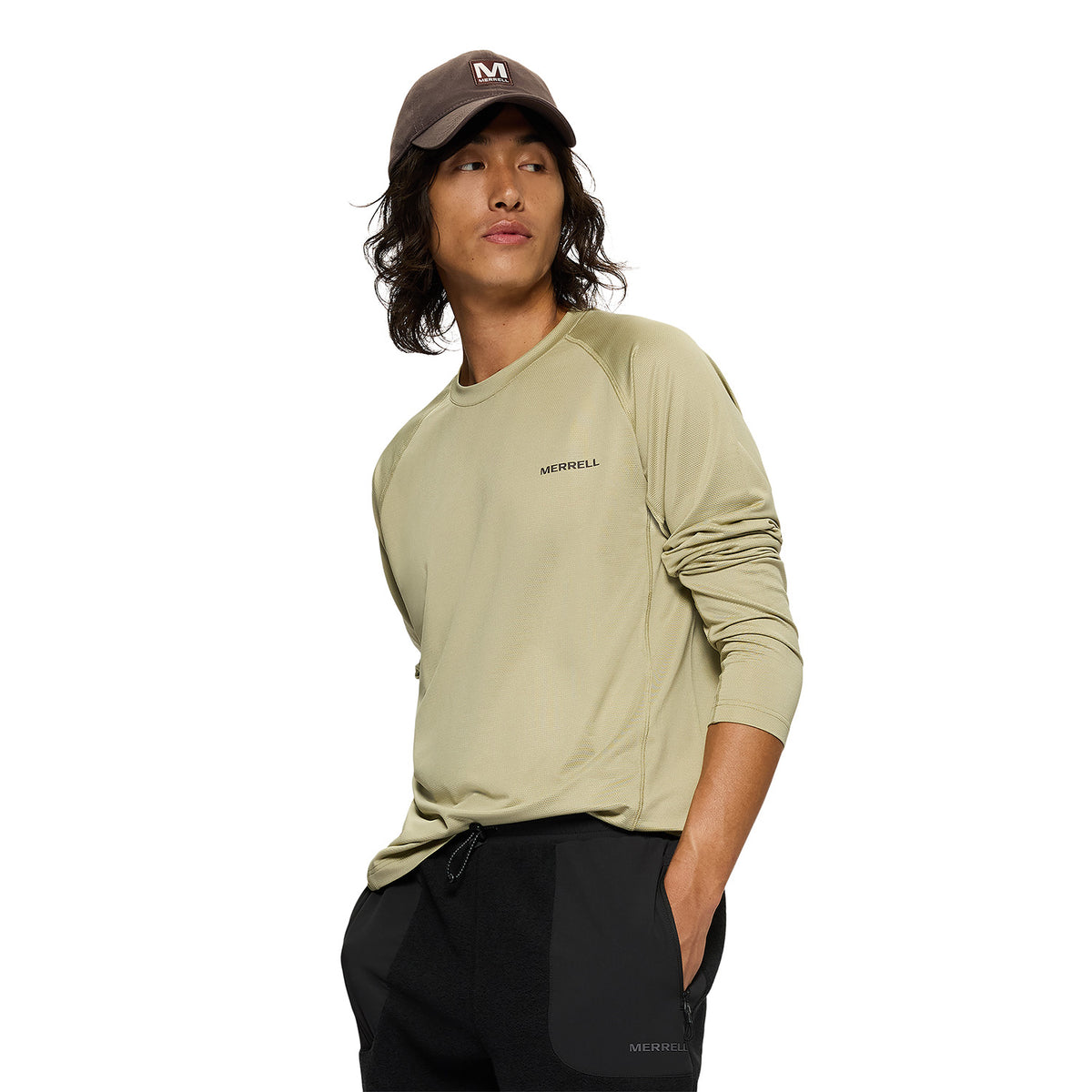 Polera Manga Larga Hombre Tech Verde Claro Merrell