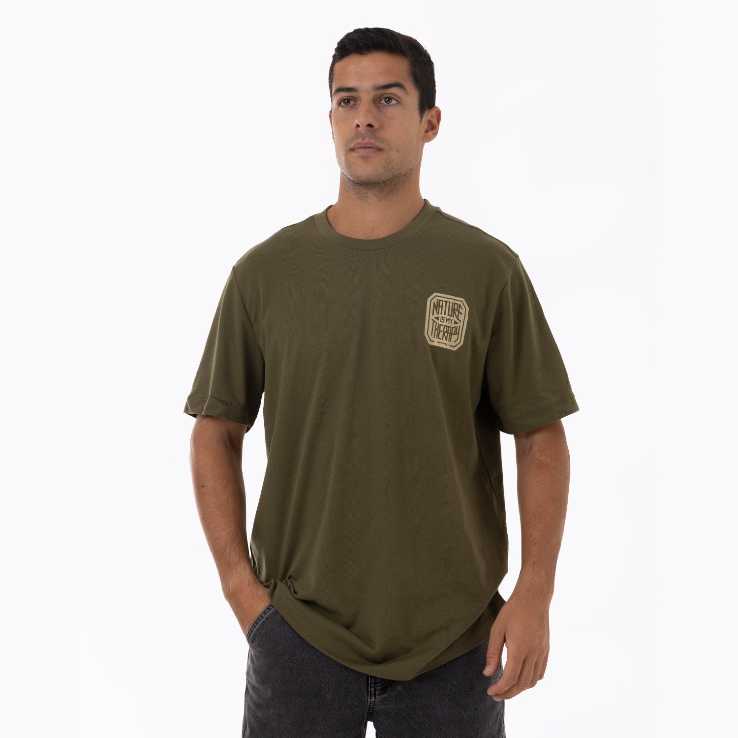 Polera Manga Corta Hombre Nature Is My Therapy Graphic Verde Merrell