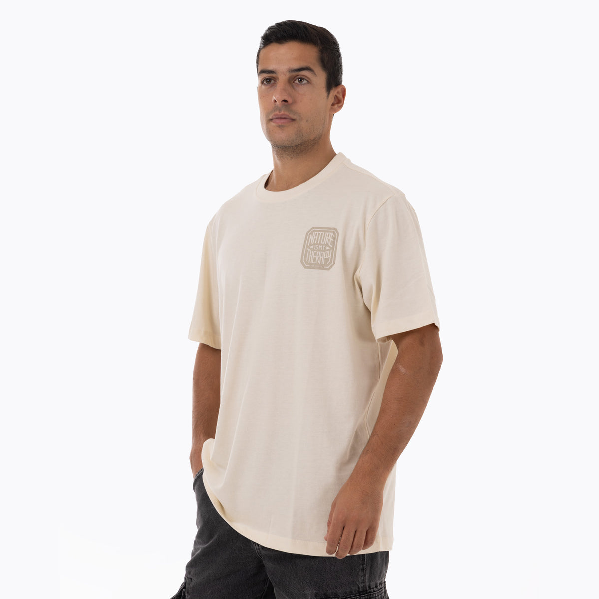 Polera Manga Corta Hombre Nature Is My Therapy Beige Merrell