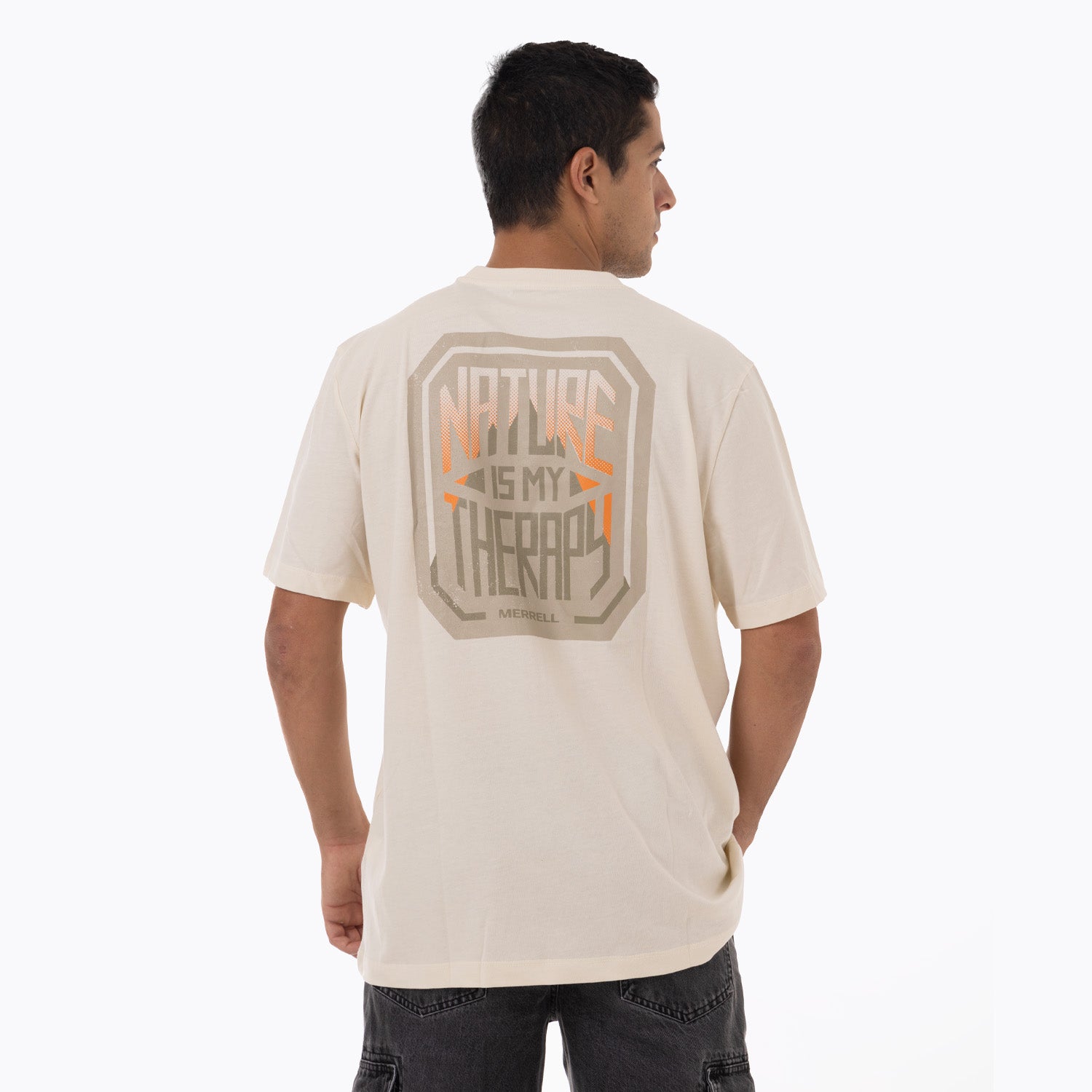 Polera Manga Corta Hombre Nature Is My Therapy Beige Merrell