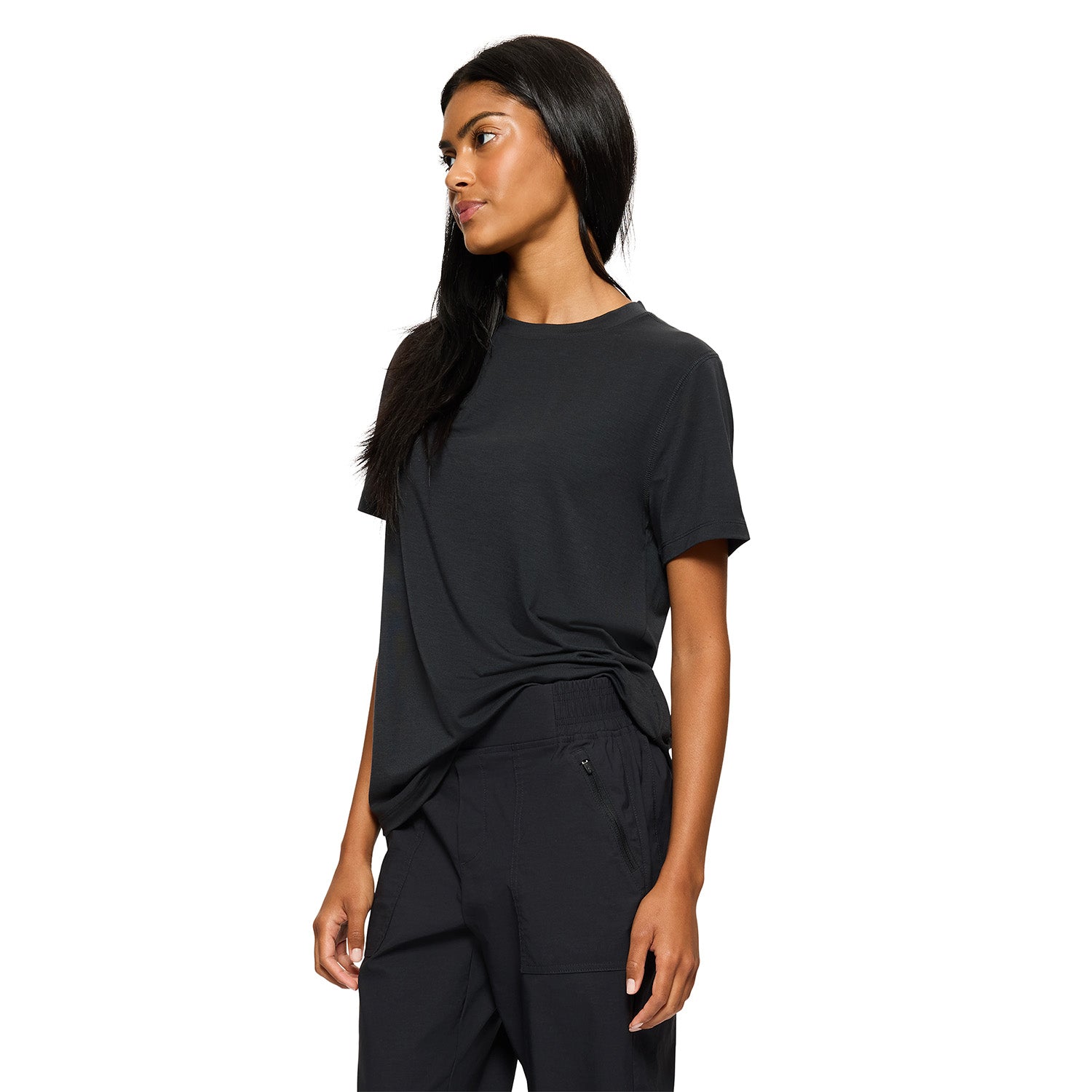 Polera Manga Corta Mujer Every Tencel Negro Merrell