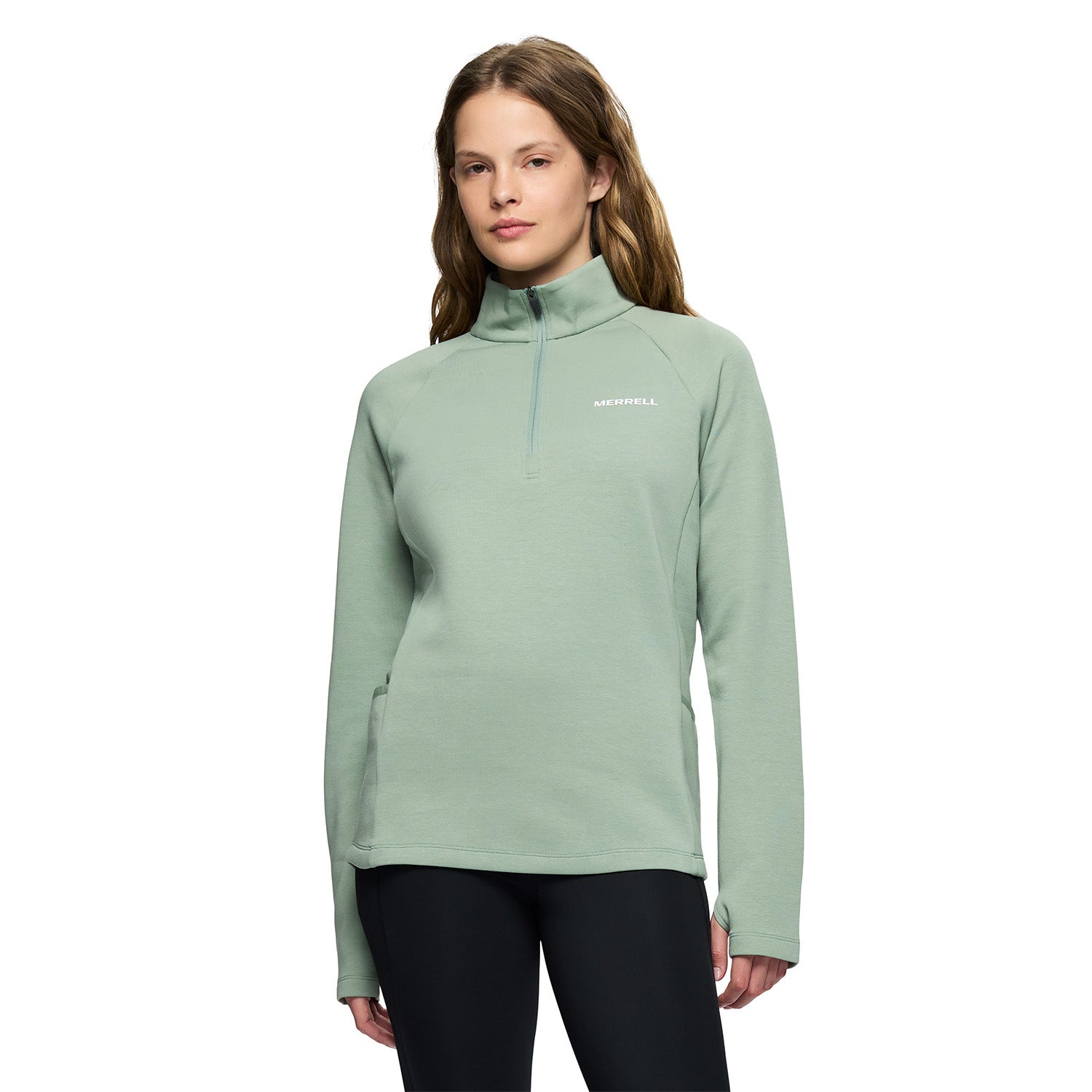 Polar Mujer Riley Quarter Mid Zip Layer Verde Merrell