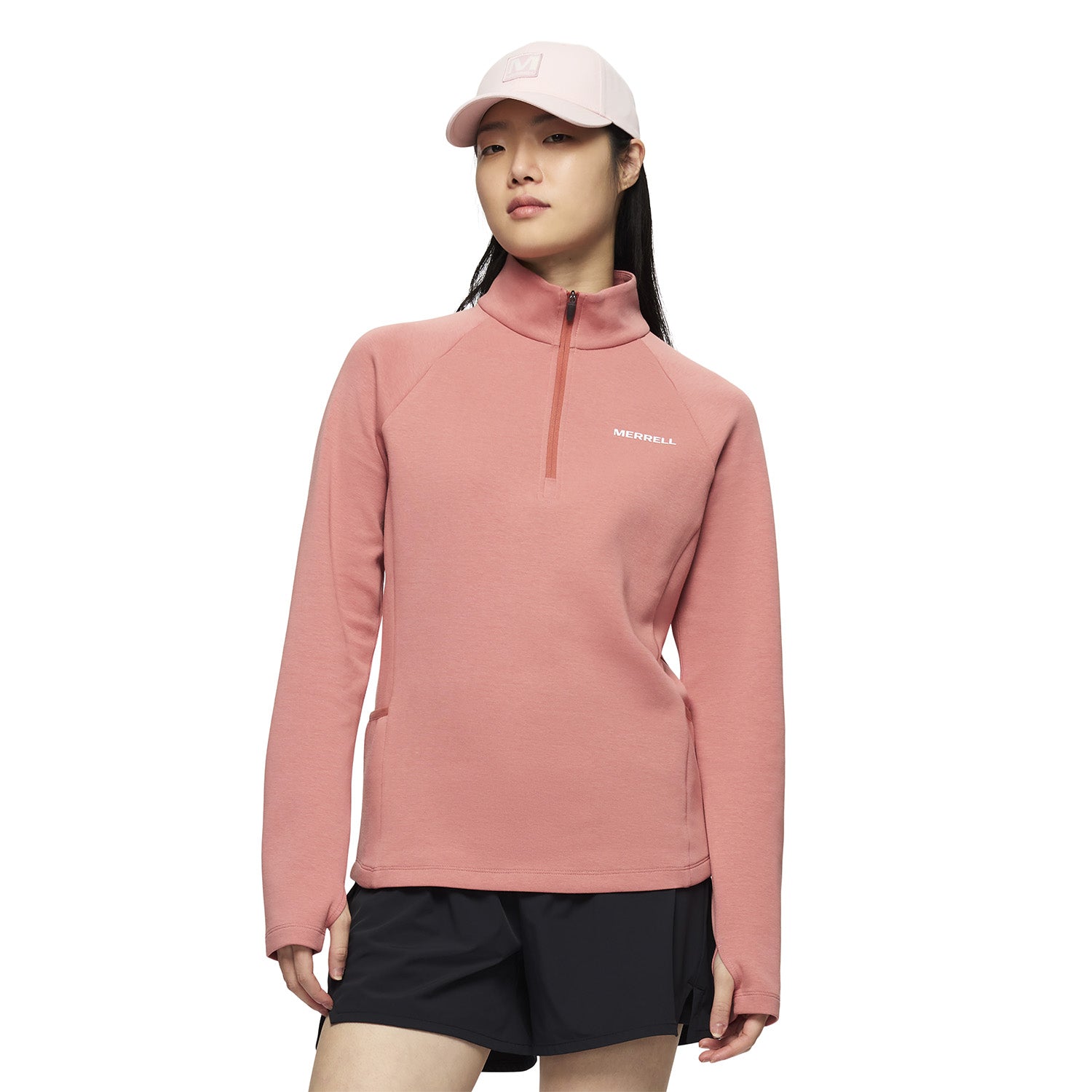 Polar Mujer Riley Quarter Mid Zip Layer Rosado Merrell