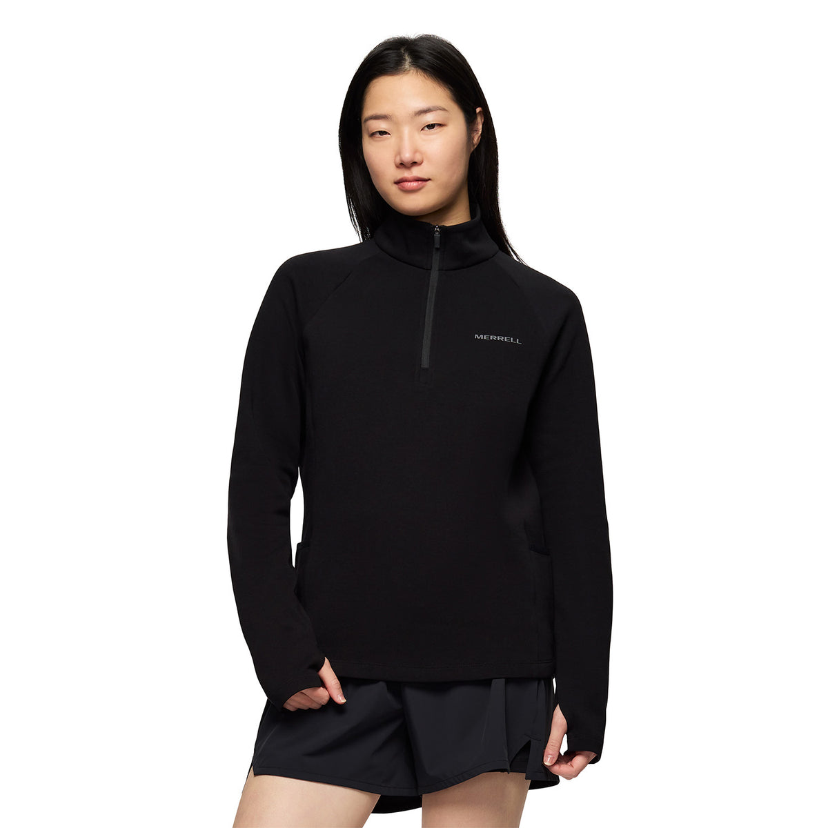 Polar Mujer Riley Quarter Mid Zip Layer Negro Merrell