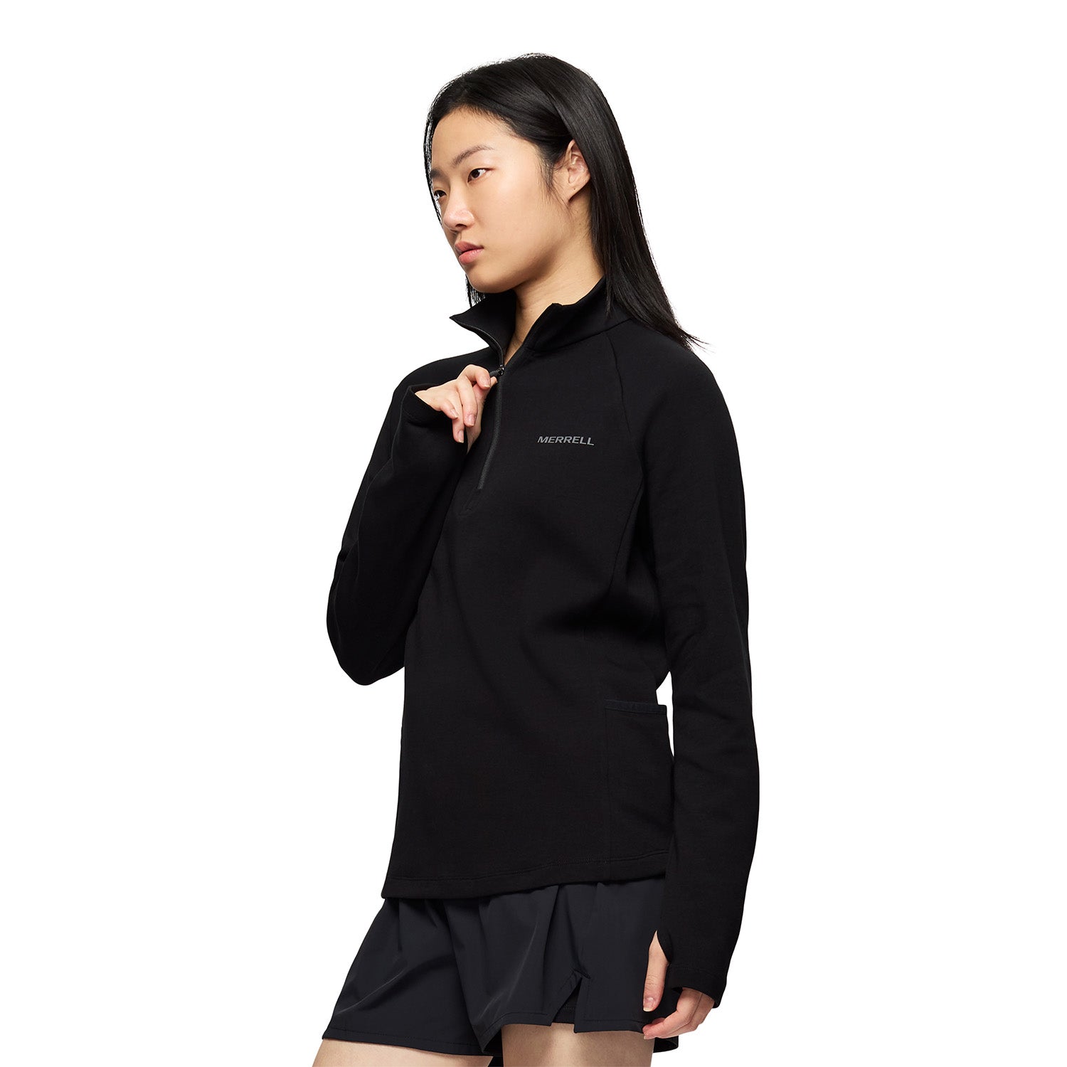 Polar Mujer Riley Quarter Mid Zip Layer Negro Merrell