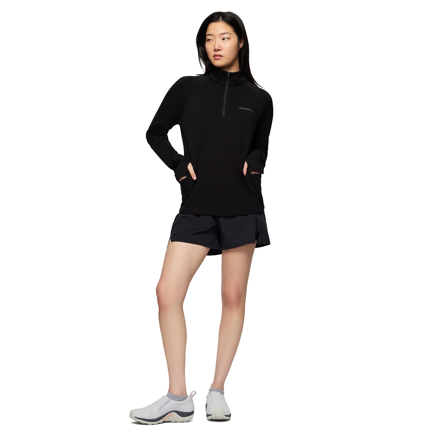 Polar Mujer Riley Quarter Mid Zip Layer Negro Merrell