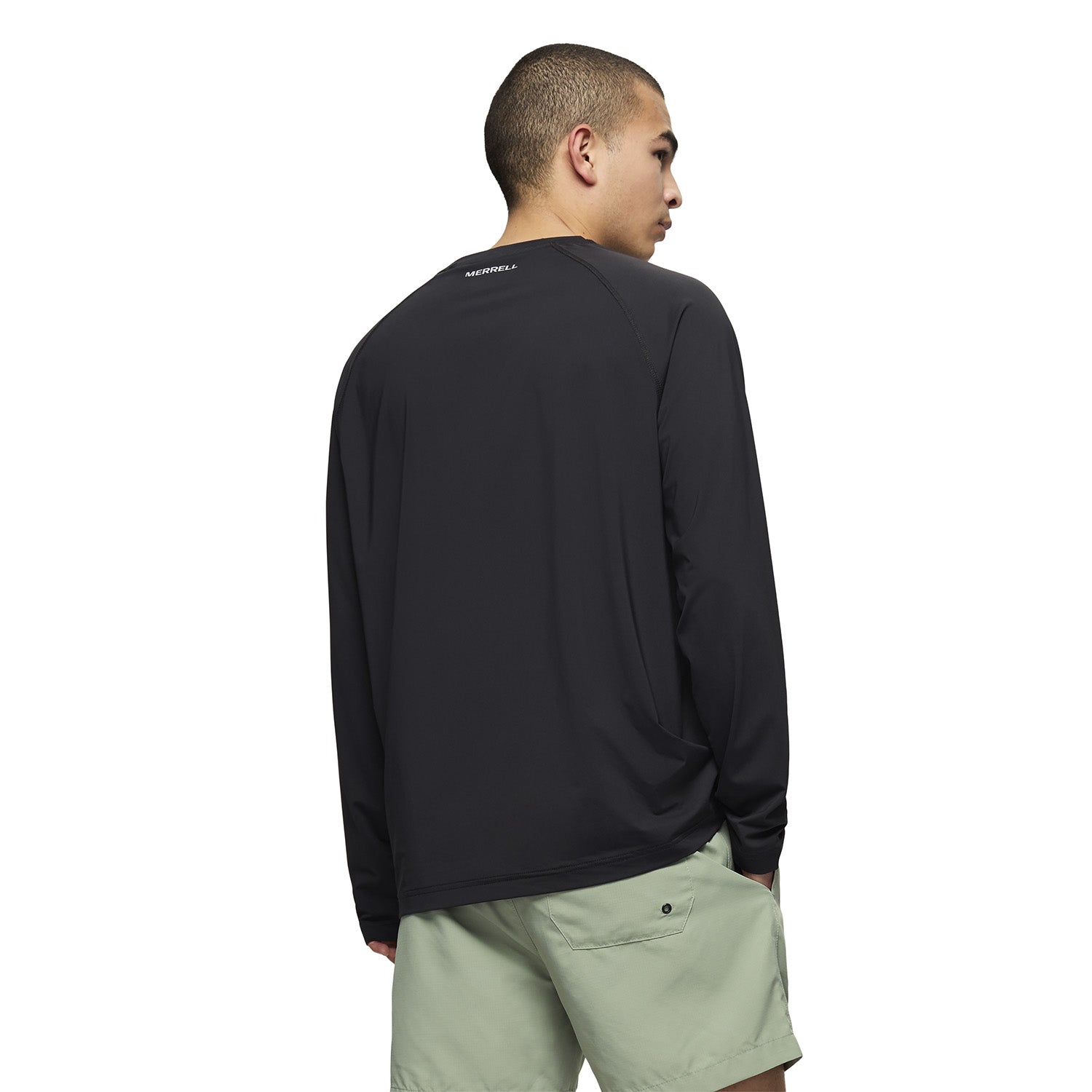 Polera Manga Larga Hombre Rowan Raglan Running Negro Merrell