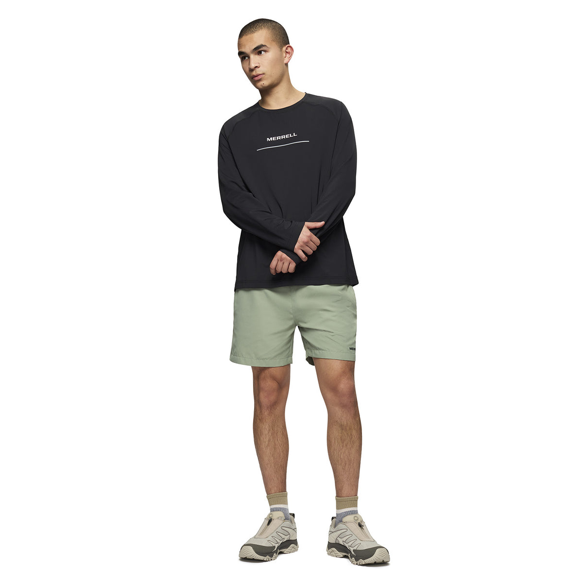 Polera Manga Larga Hombre Rowan Raglan Running Negro Merrell