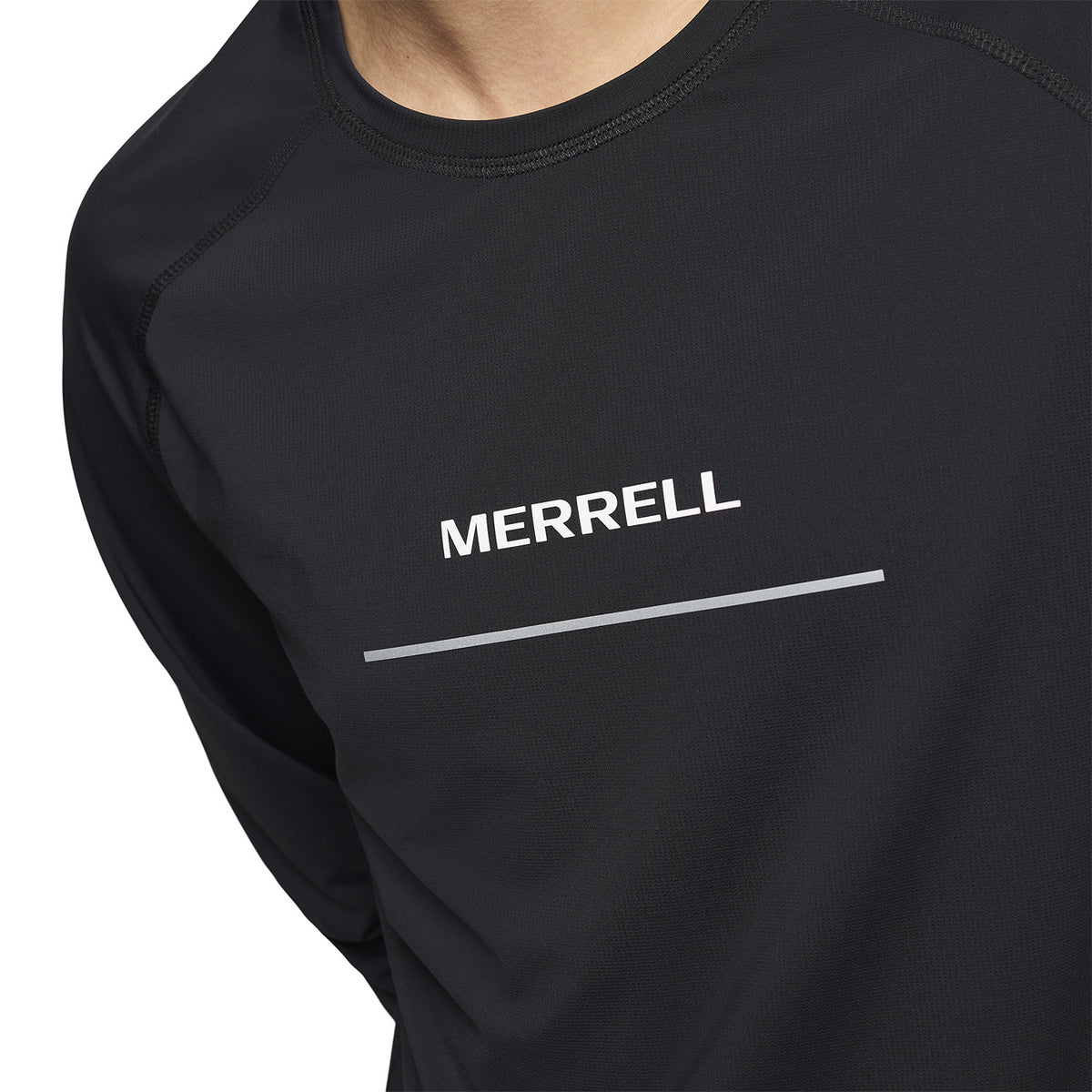 Polera Manga Larga Hombre Rowan Raglan Running Negro Merrell
