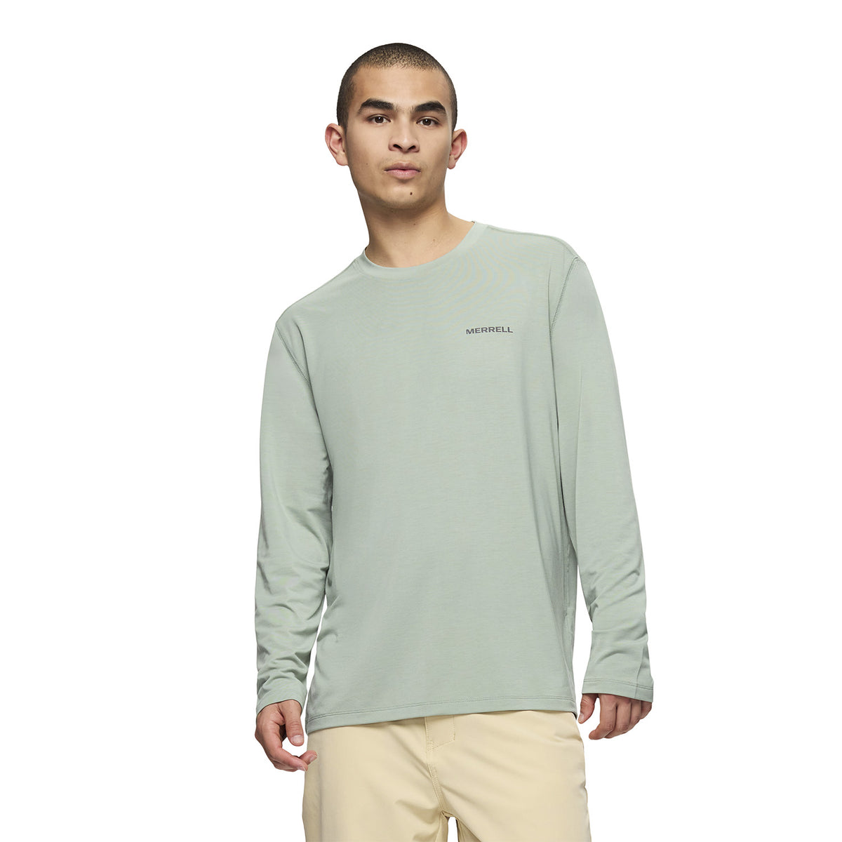 Polera Manga Larga Hombre Vista Tencel Verde Merrell