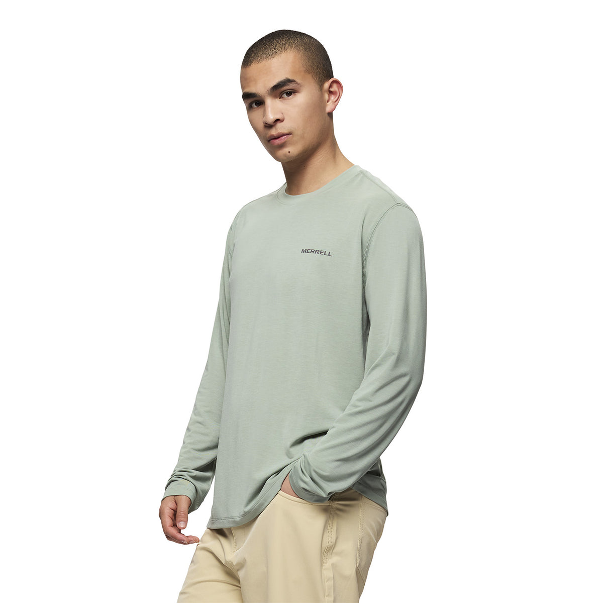 Polera Manga Larga Hombre Vista Tencel Verde Merrell
