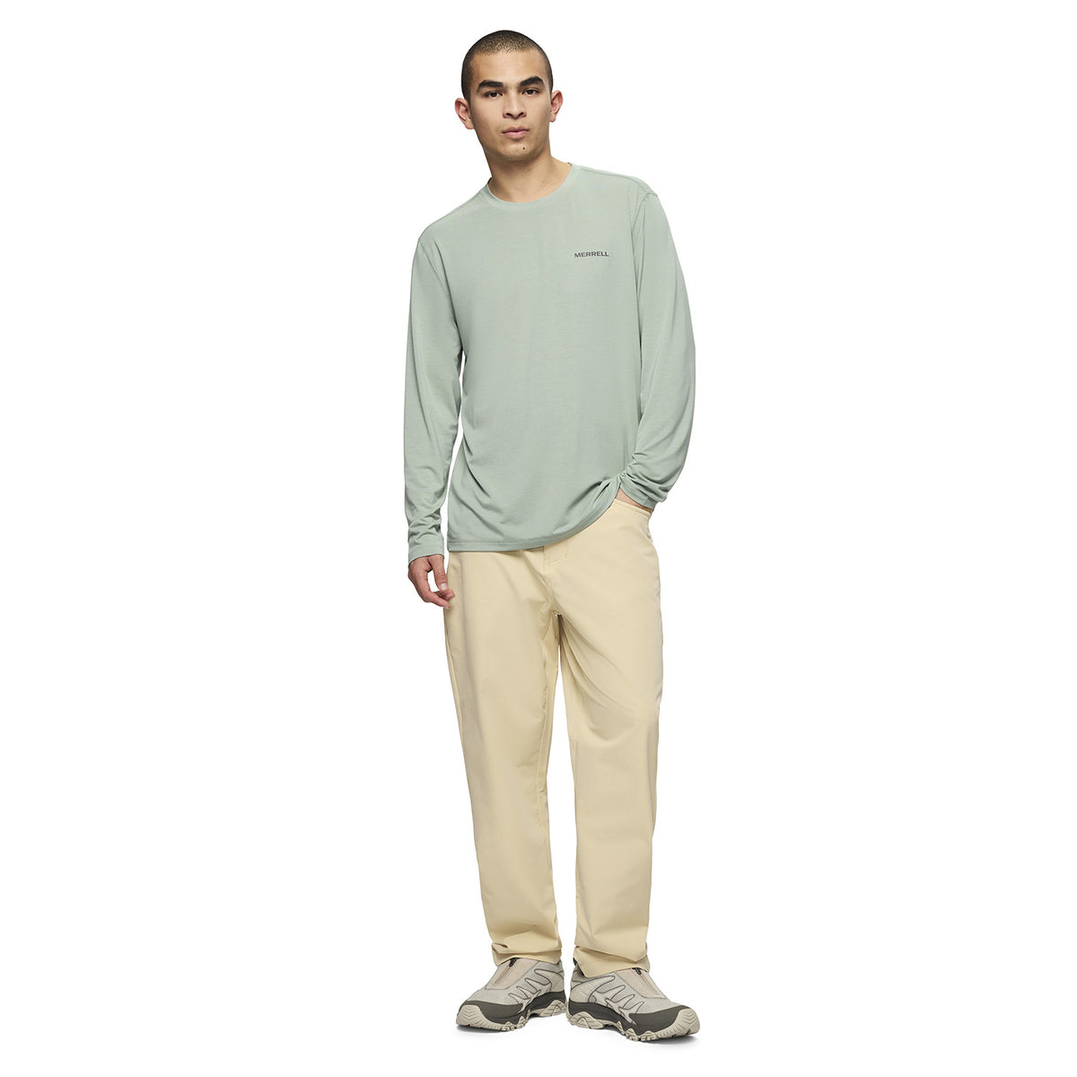 Polera Manga Larga Hombre Vista Tencel Verde Merrell