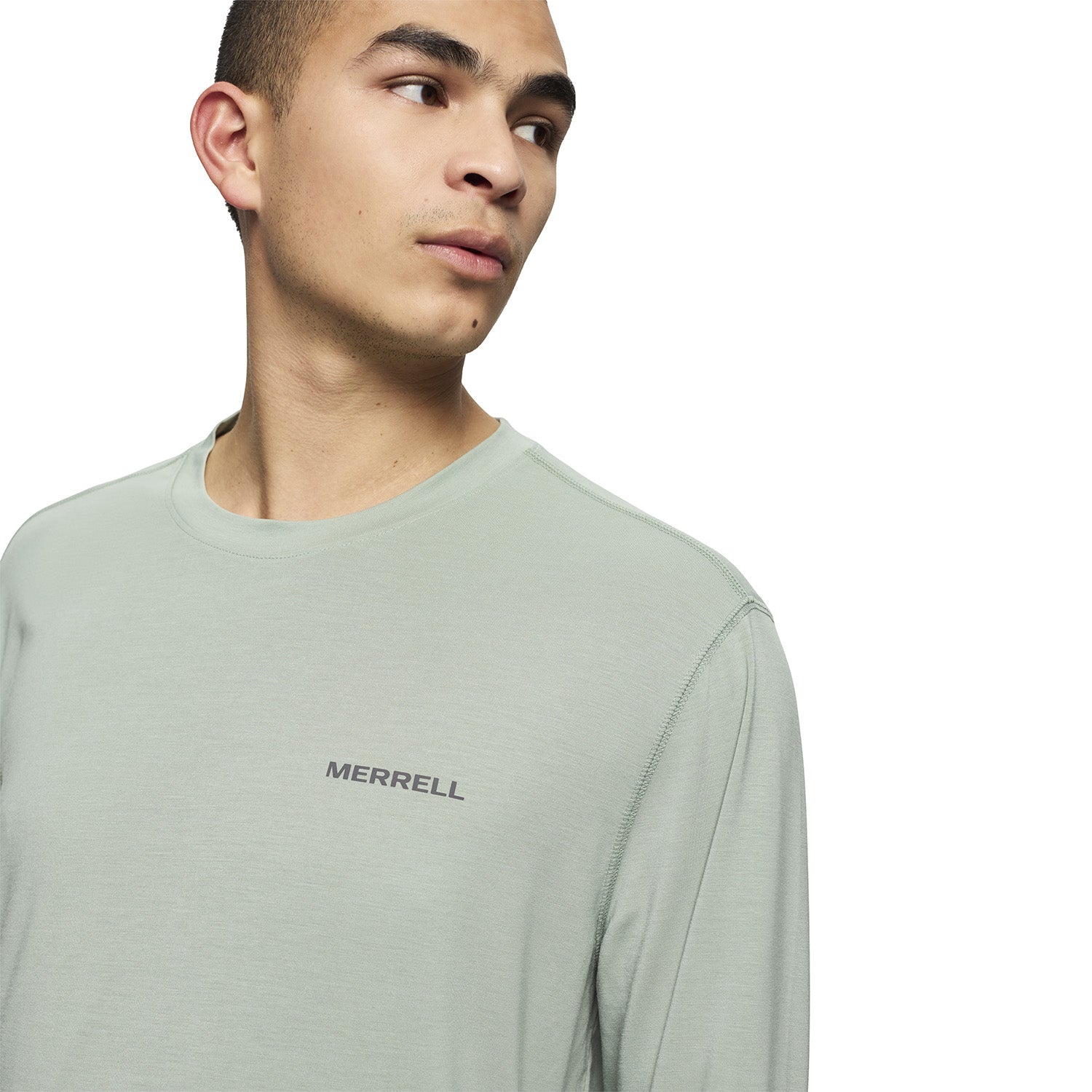 Polera Manga Larga Hombre Vista Tencel Verde Merrell