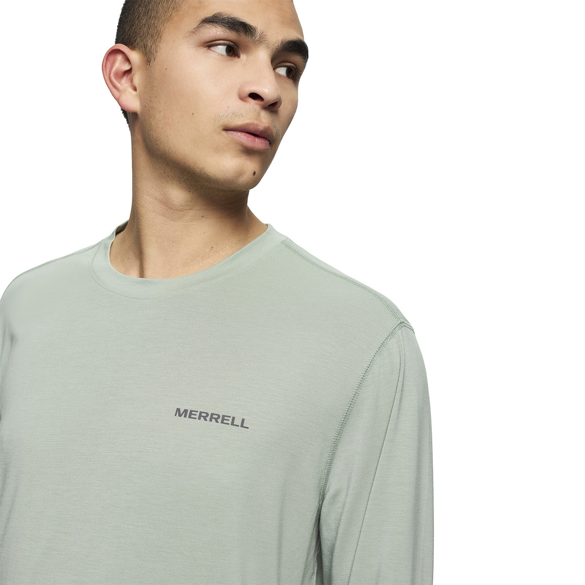 Polera Manga Larga Hombre Vista Tencel Verde Merrell