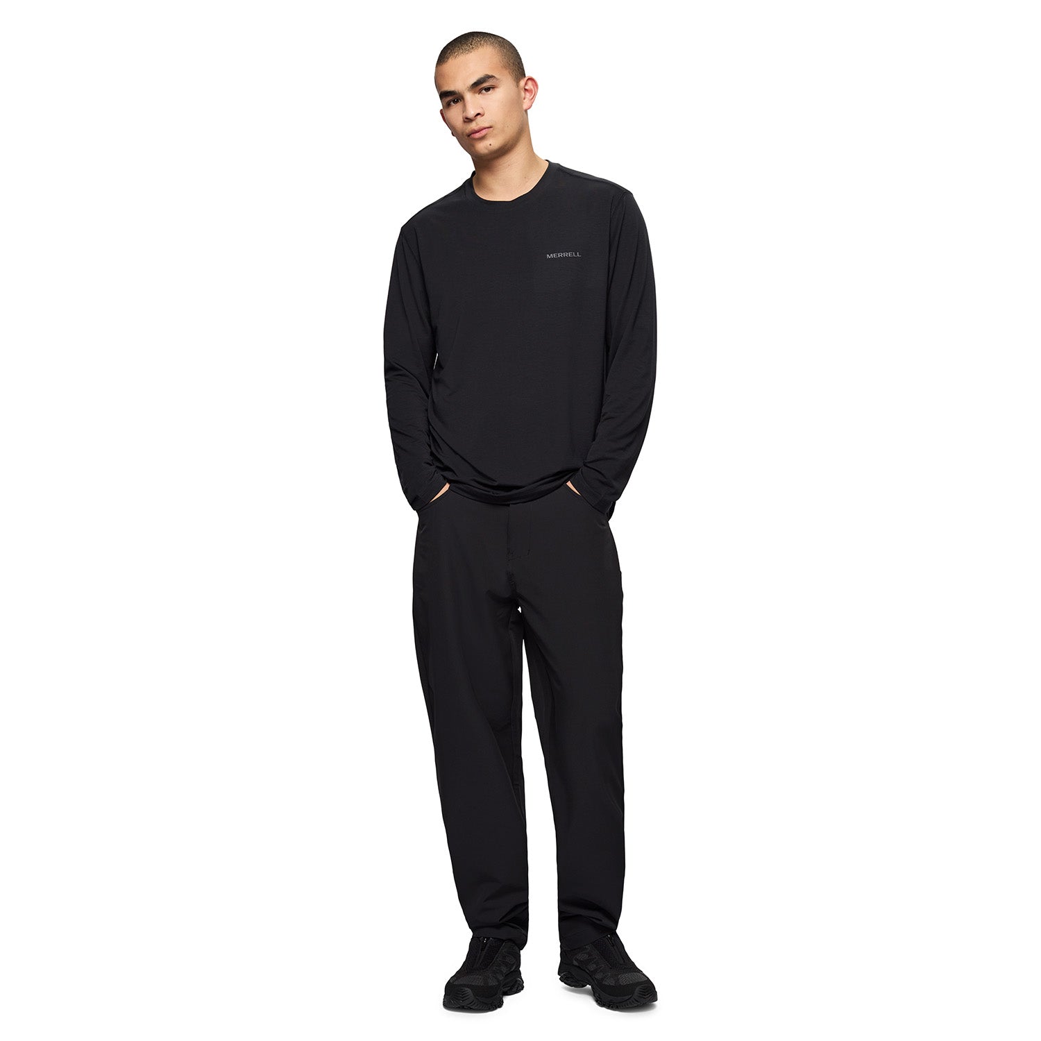 Polera Manga Larga Hombre Vista Tencel Negro Merrell