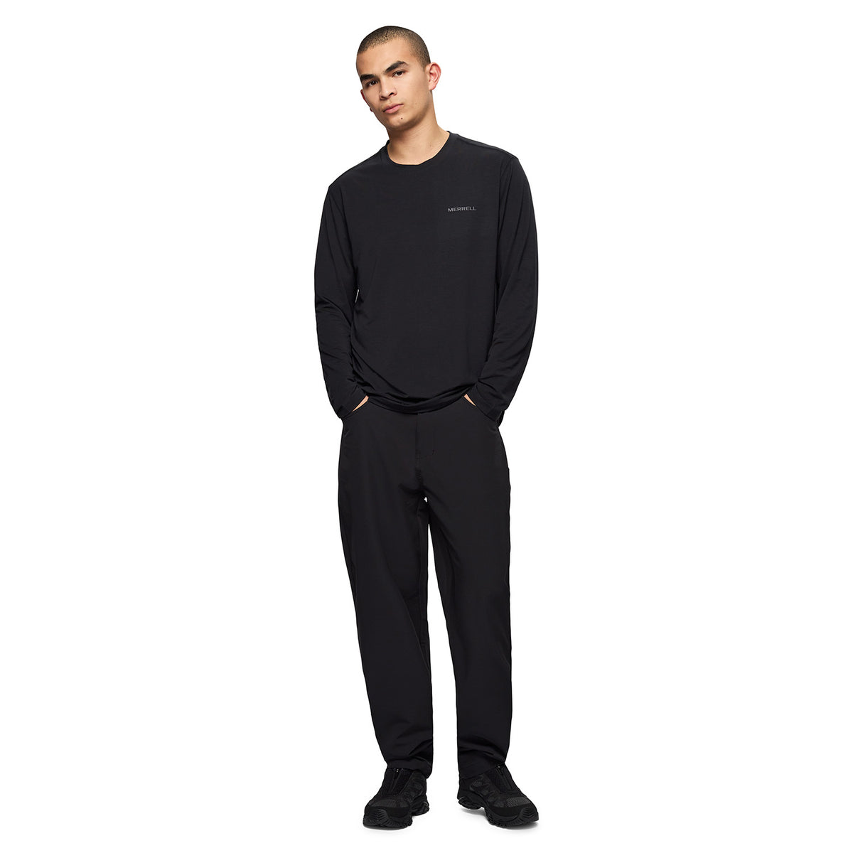 Polera Manga Larga Hombre Vista Tencel Negro Merrell