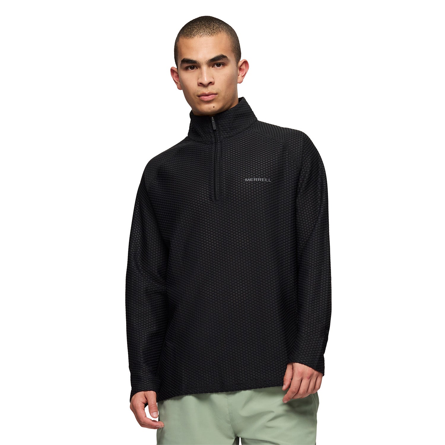 Polar Hombre Teebo Mid Layer Texture 1/4 Zip Negro Merrell