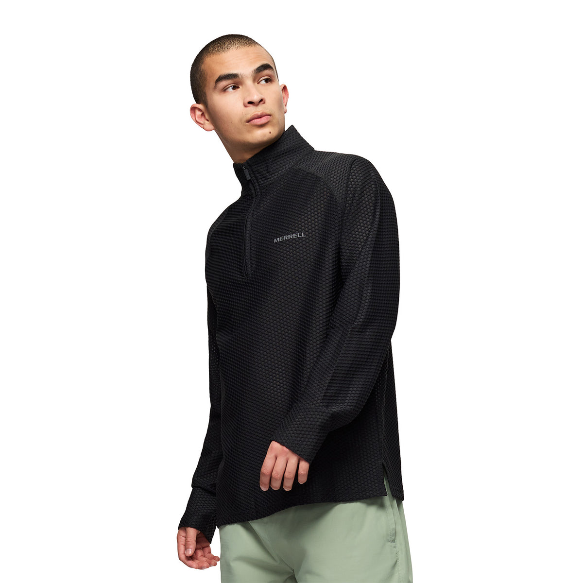 Polar Hombre Teebo Mid Layer Texture 1/4 Zip Negro Merrell