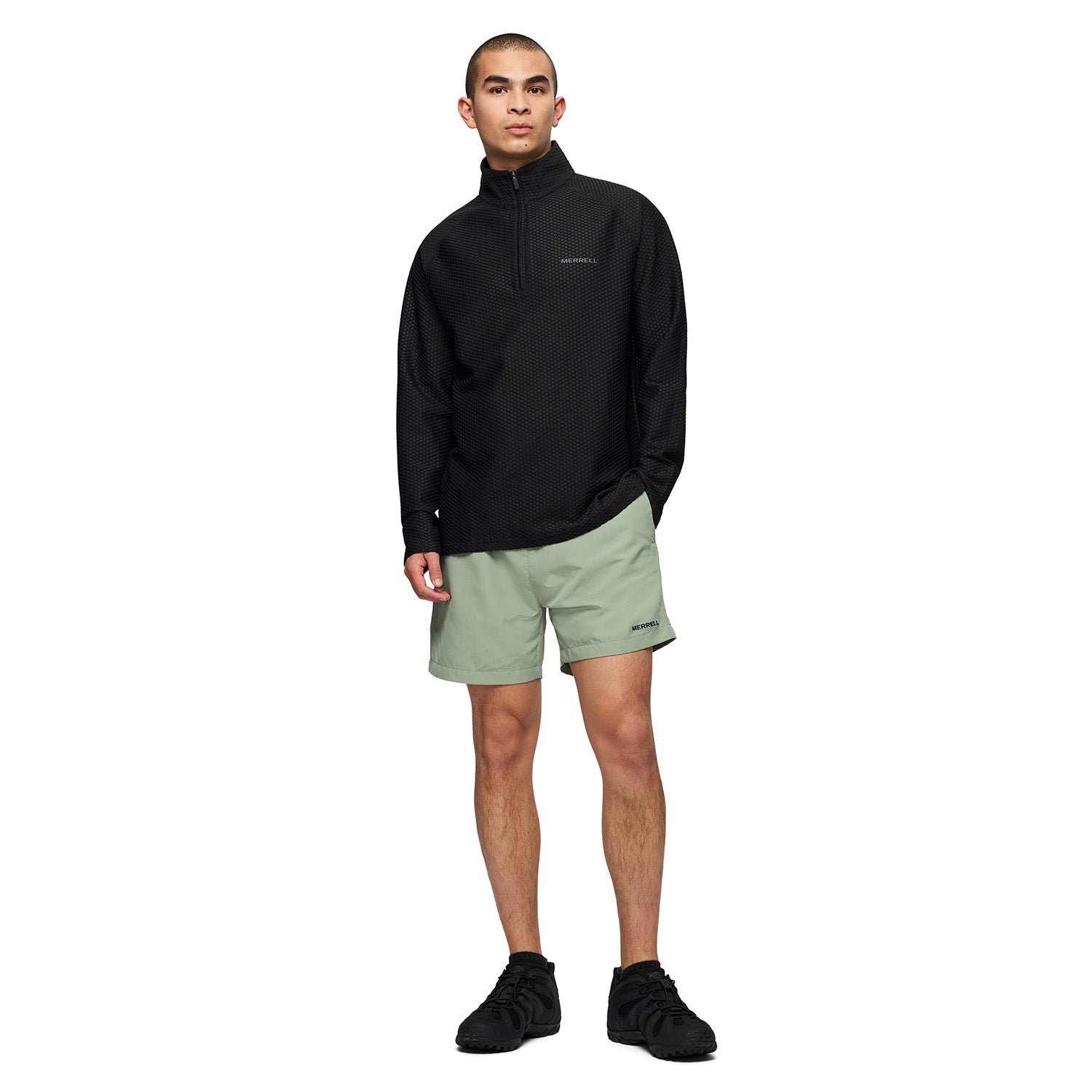 Polar Hombre Teebo Mid Layer Texture 1/4 Zip Negro Merrell