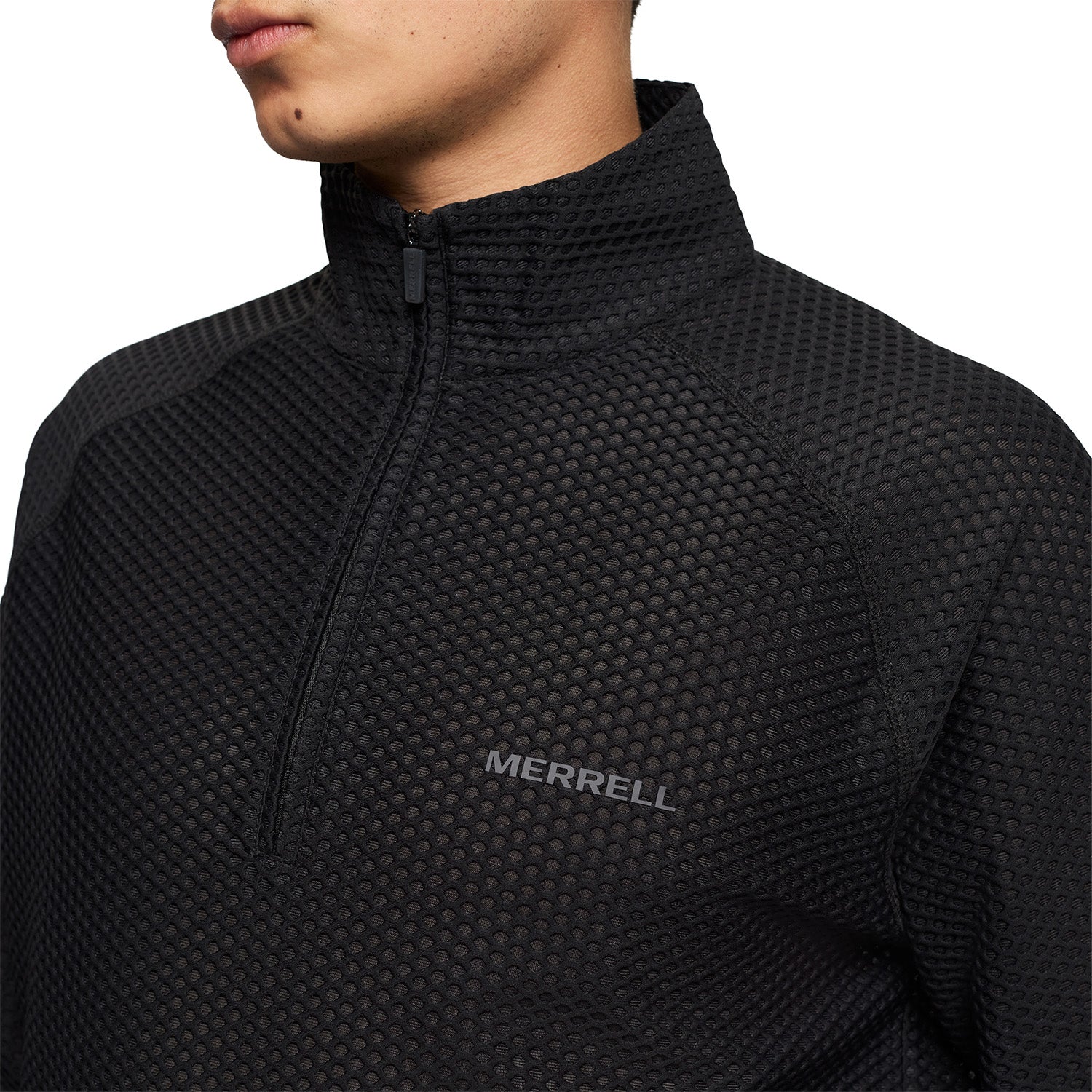 Polar Hombre Teebo Mid Layer Texture 1/4 Zip Negro Merrell