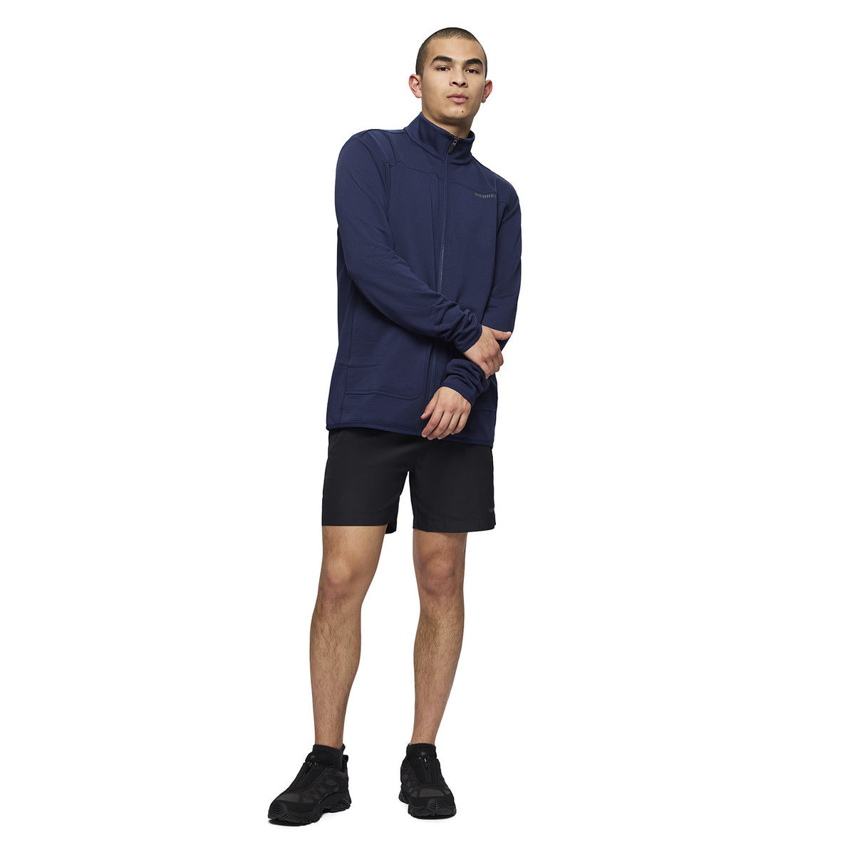 Polar Hombre Lawrence Full Zip Mock Neck Mid Layer Azul Merrell