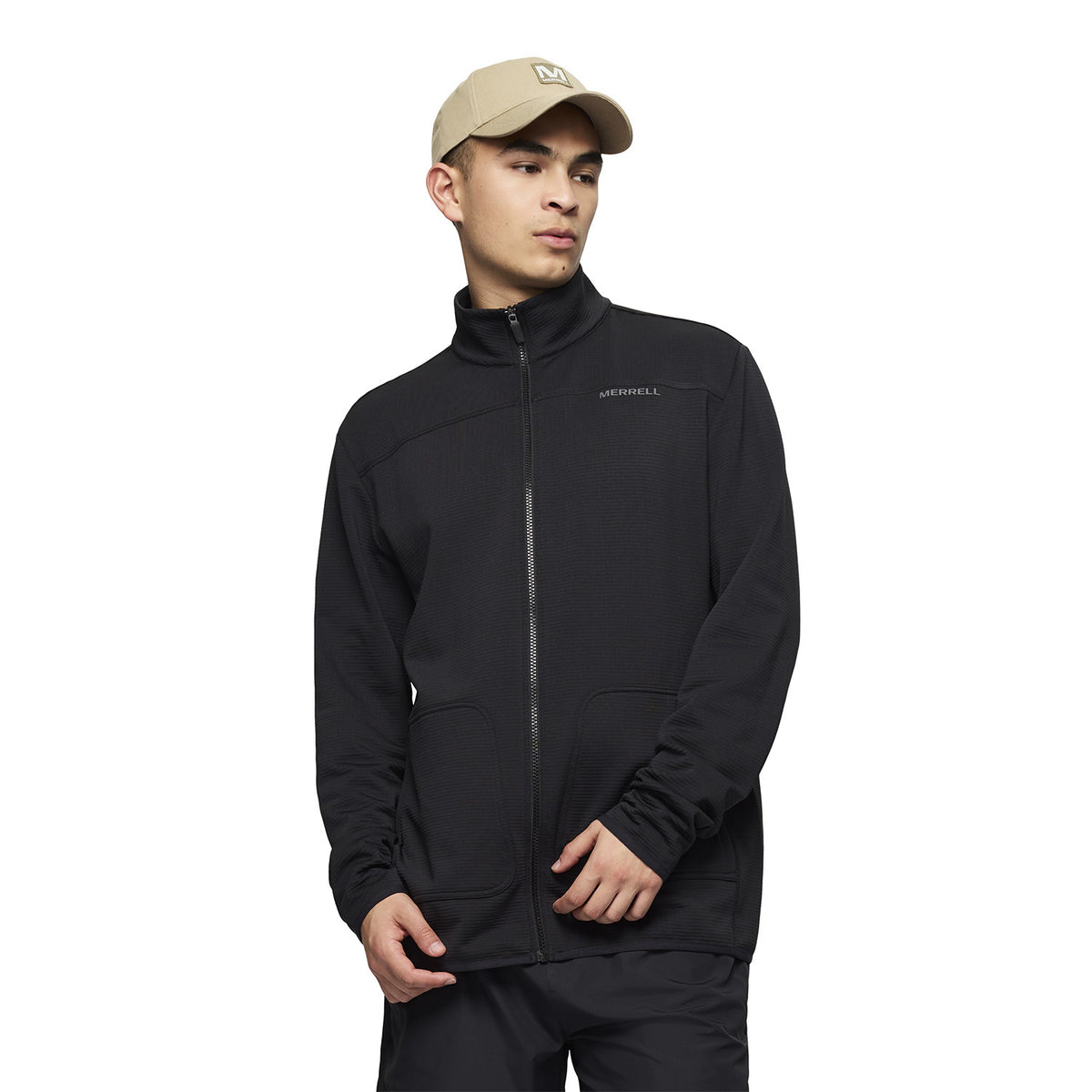 Polar Hombre Lawrence Full Zip Mock Neck Mid Layer Negro Merrell