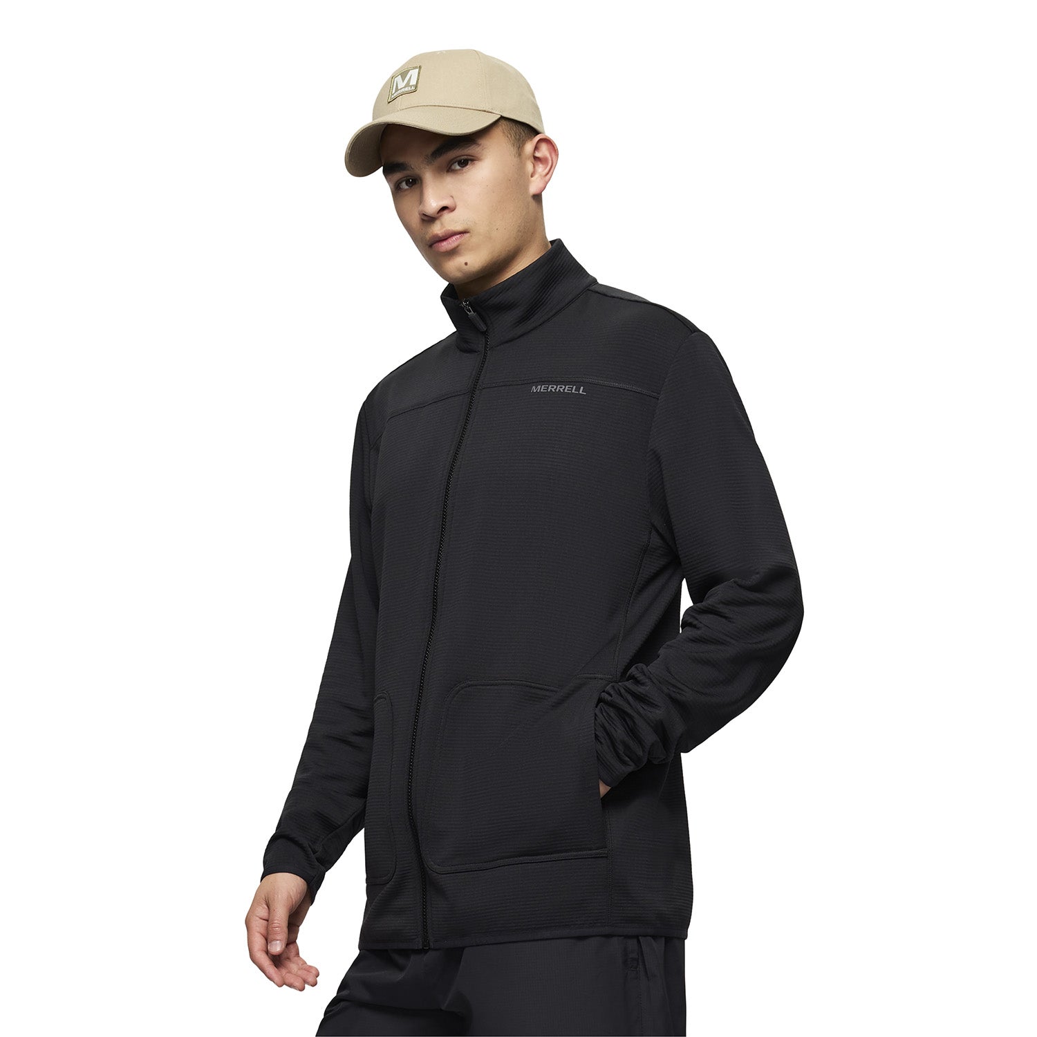 Polar Hombre Lawrence Full Zip Mock Neck Mid Layer Negro Merrell