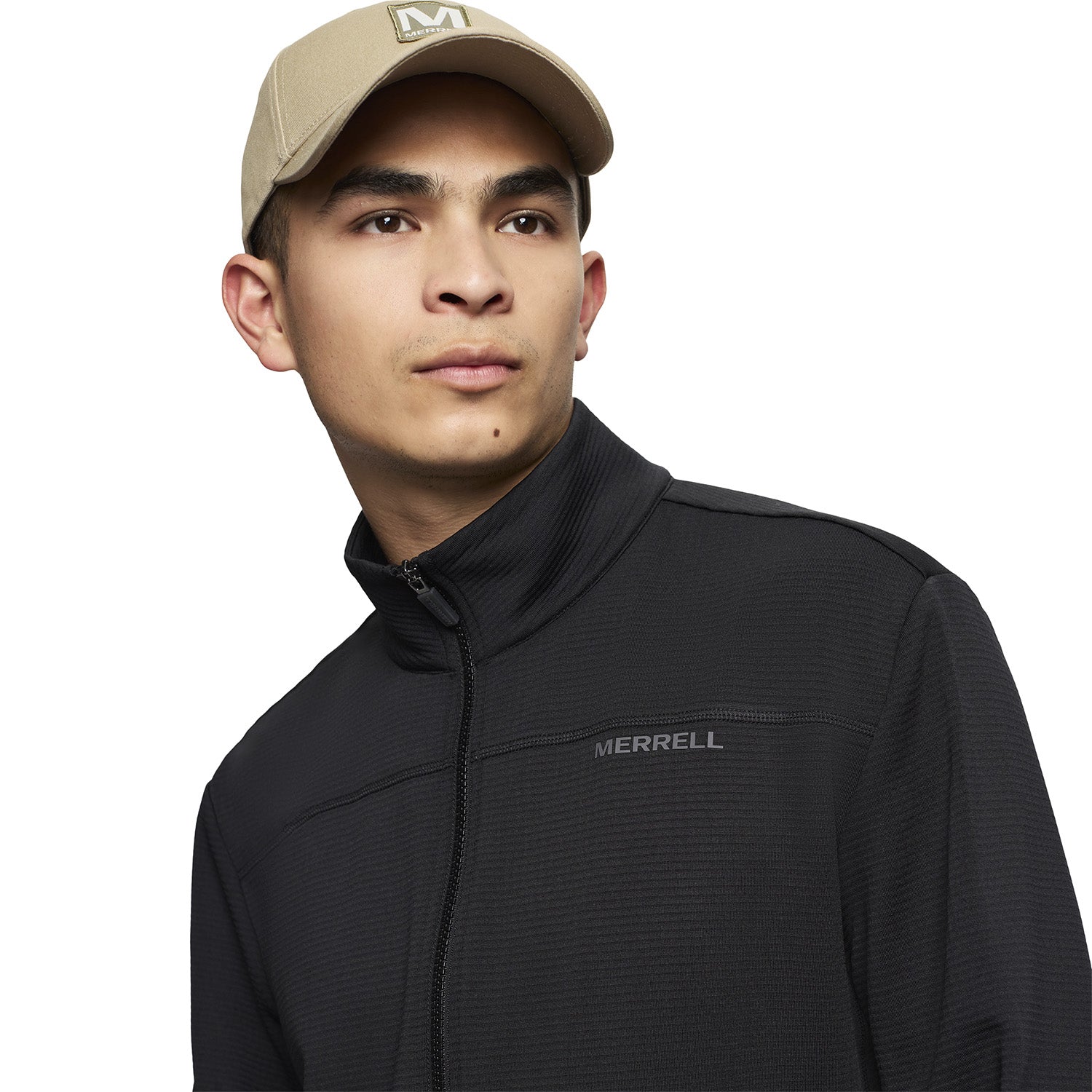 Polar Hombre Lawrence Full Zip Mock Neck Mid Layer Negro Merrell