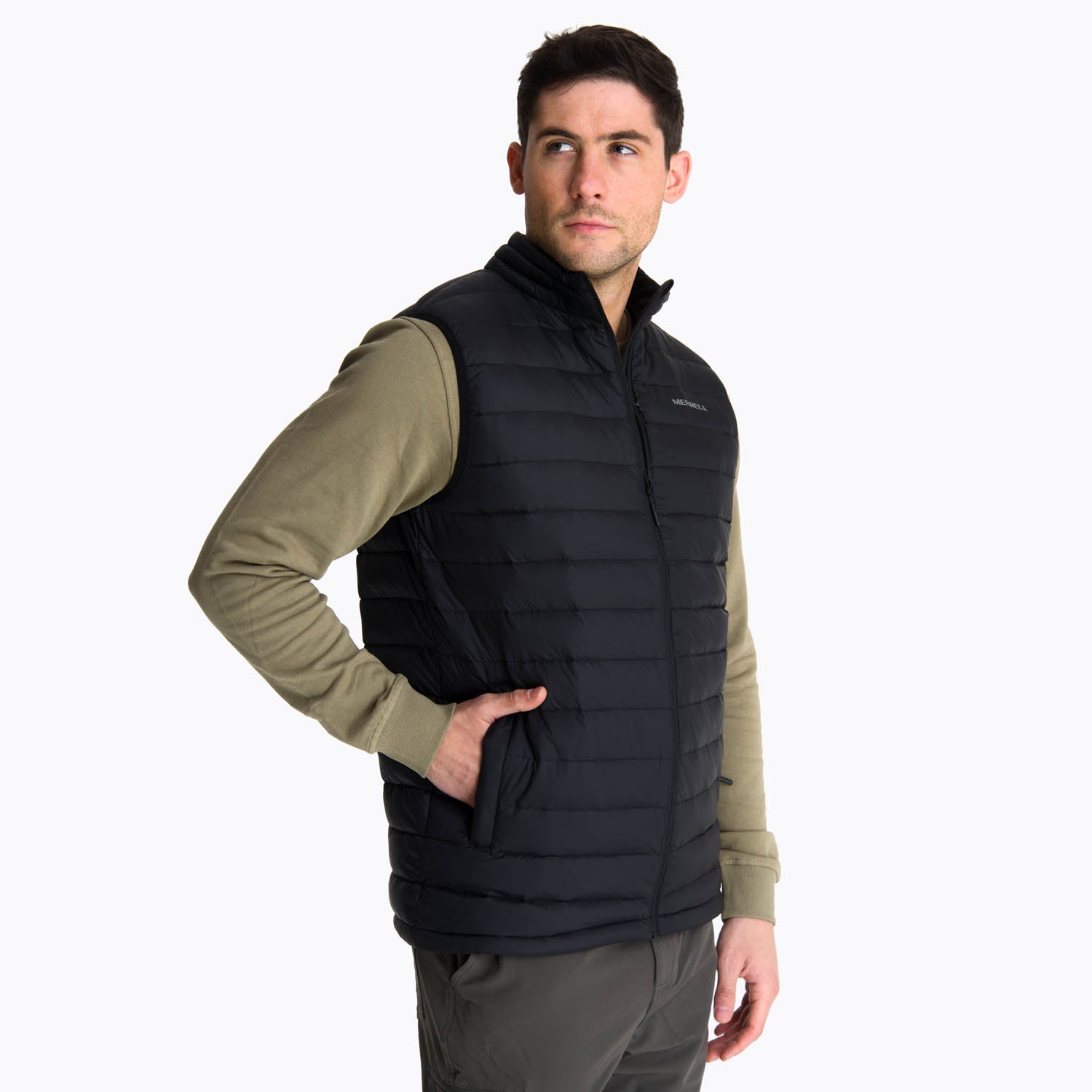 Parka Pluma Sin Mangas Hombre Taihape Negro Merrell