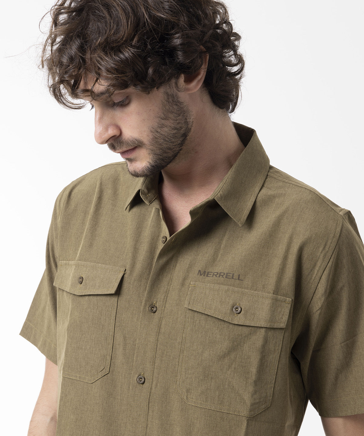 Camisa Manga Corta Hombre Akaroa Verde Musgo Merrell