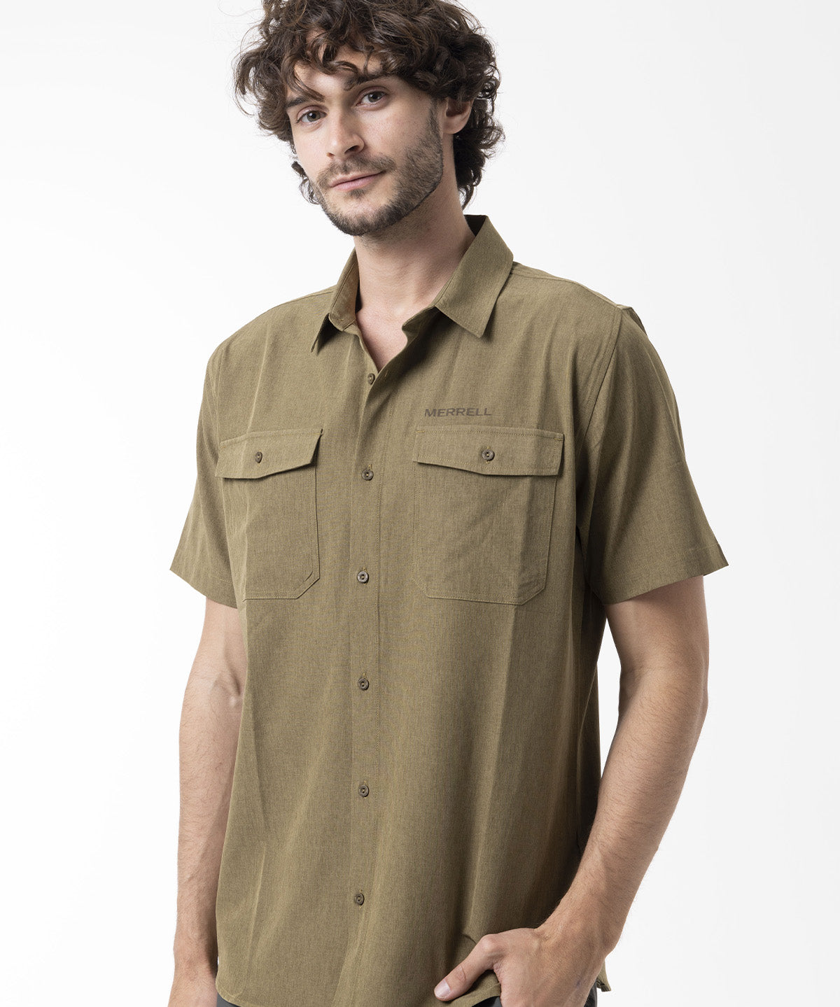 Camisa Manga Corta Hombre Akaroa Verde Musgo Merrell
