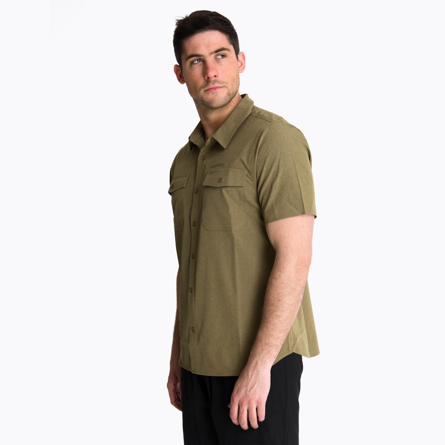 Camisa Manga Corta Hombre Akaroa Verde Musgo Merrell