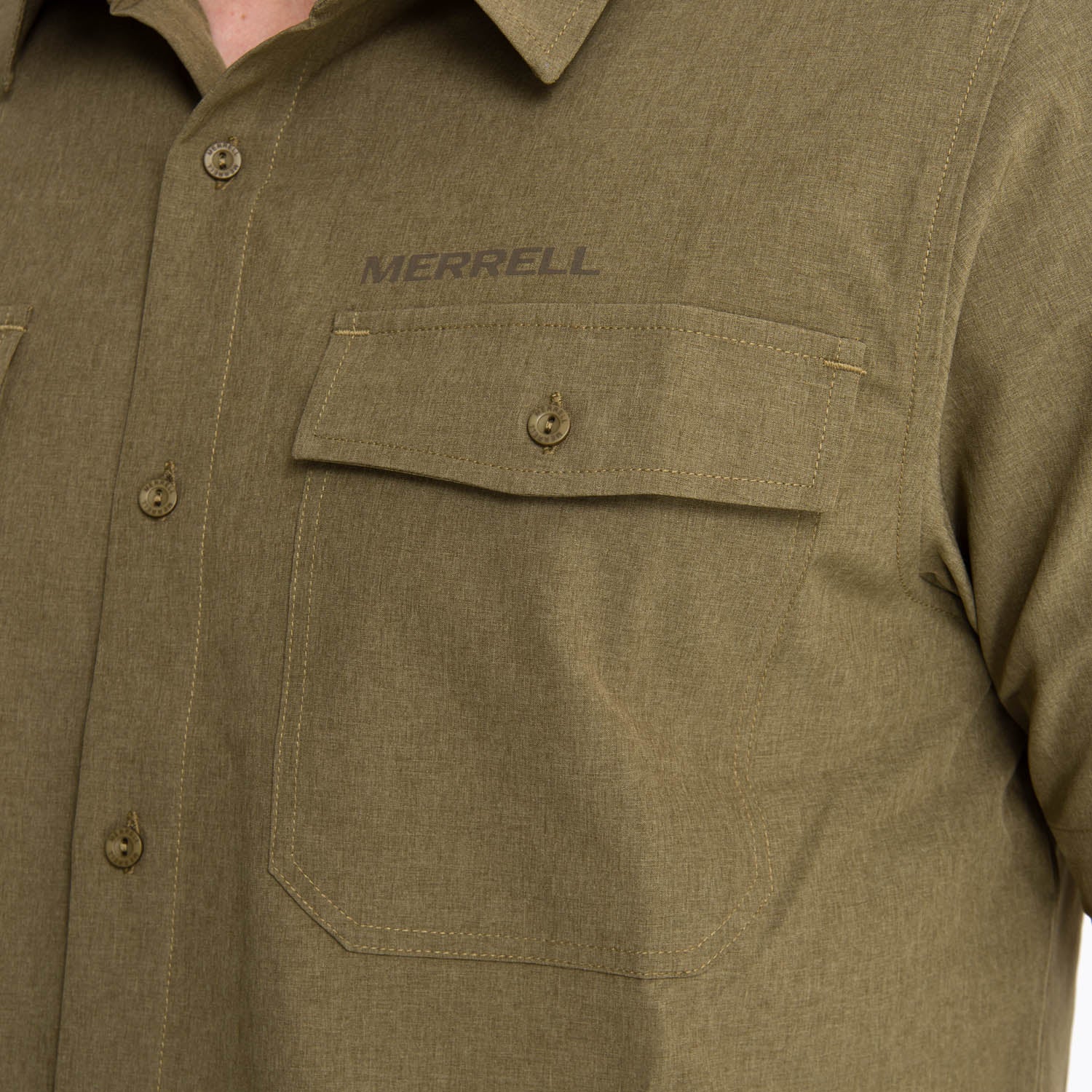 Camisa Manga Corta Hombre Akaroa Verde Musgo Merrell