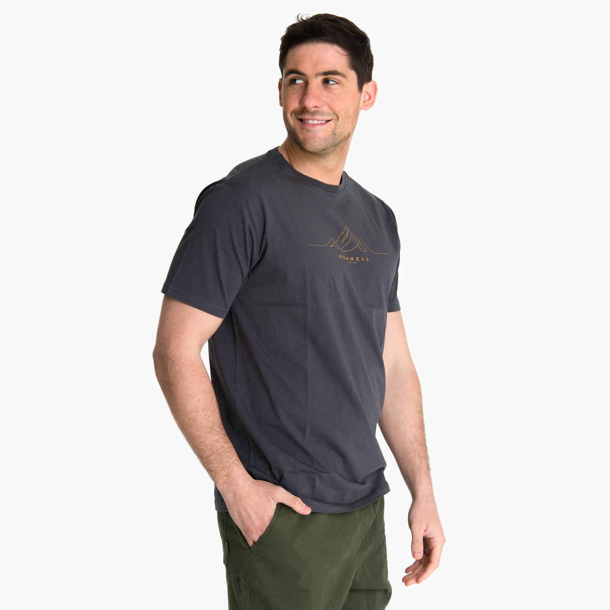 Polera Manga Corta Hombre Beechworth Gris Oscuro Merrell