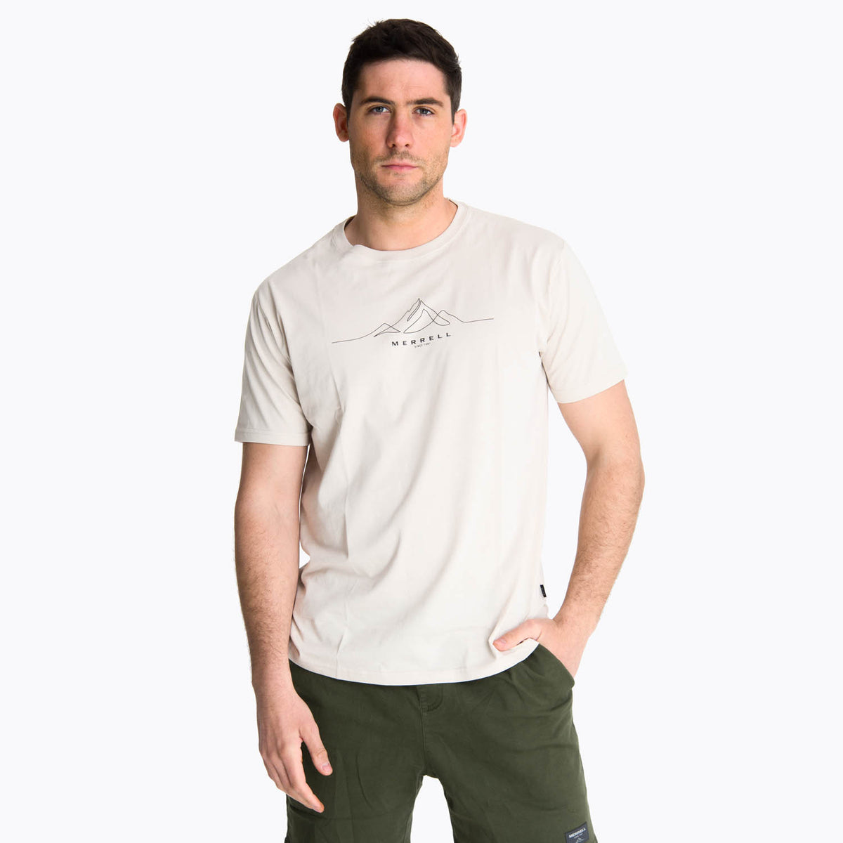 Polera Manga Corta Hombre Beechworth Crema Merrell