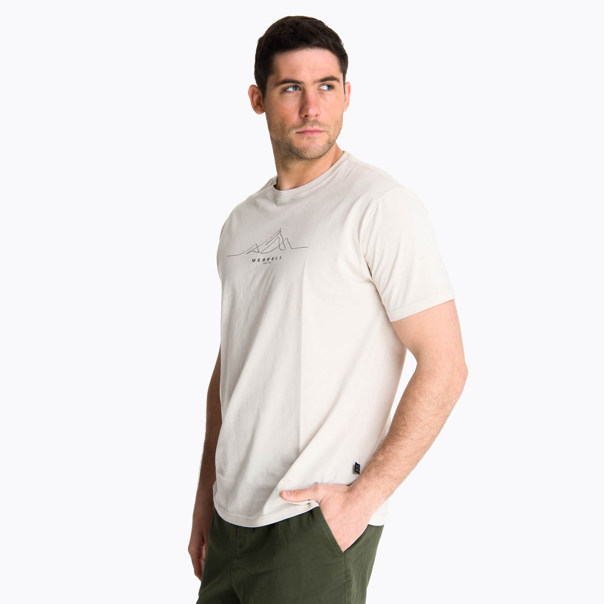 Polera Manga Corta Hombre Beechworth Crema Merrell