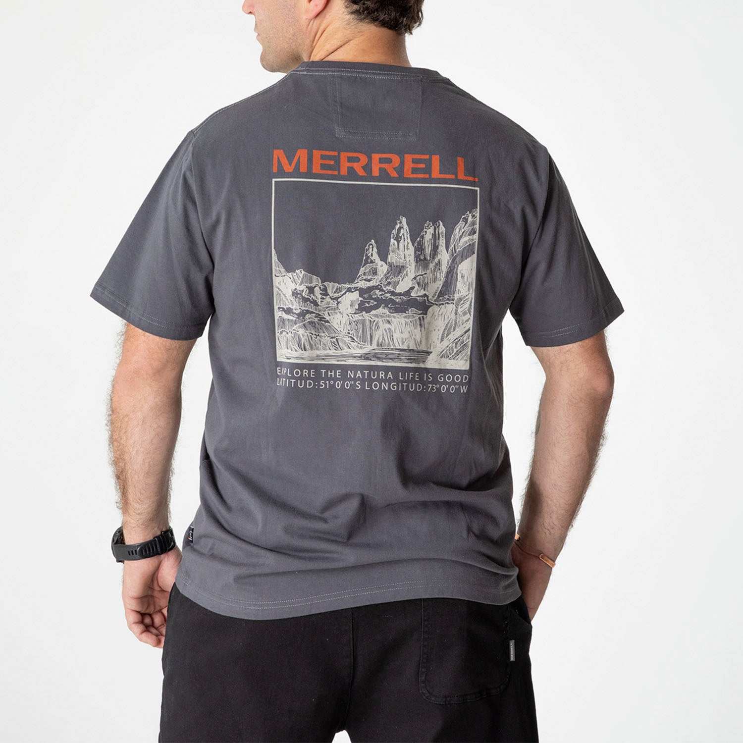 Polera Manga Corta Hombre Douglas Gris Oscuro Merrell