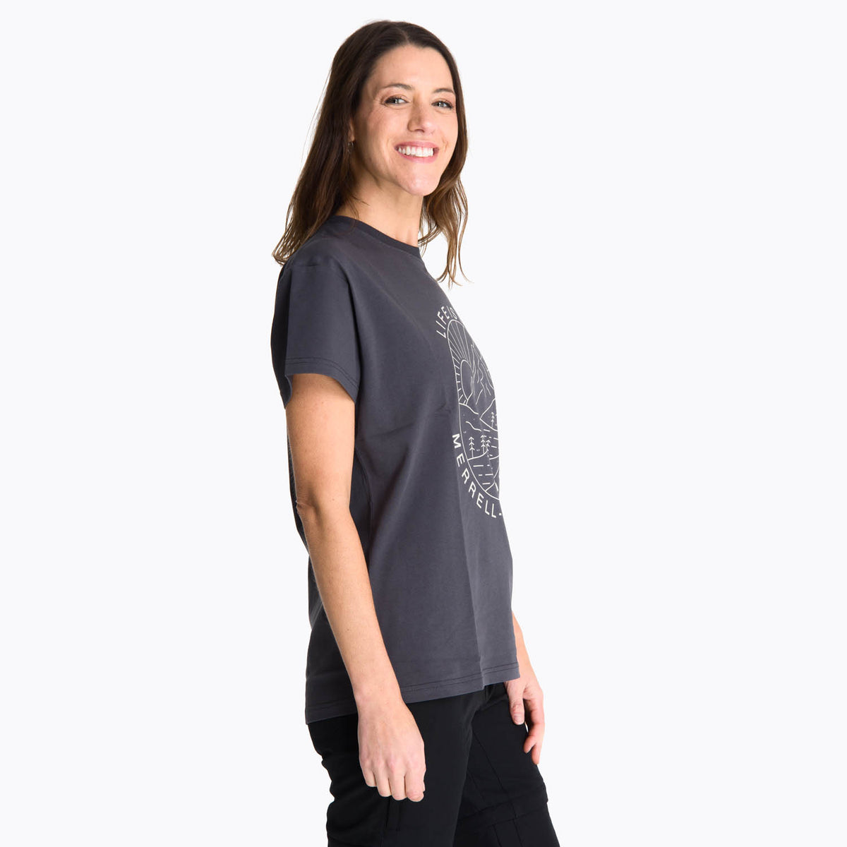 Polera Manga Corta Mujer Hata Gris Oscuro Merrell