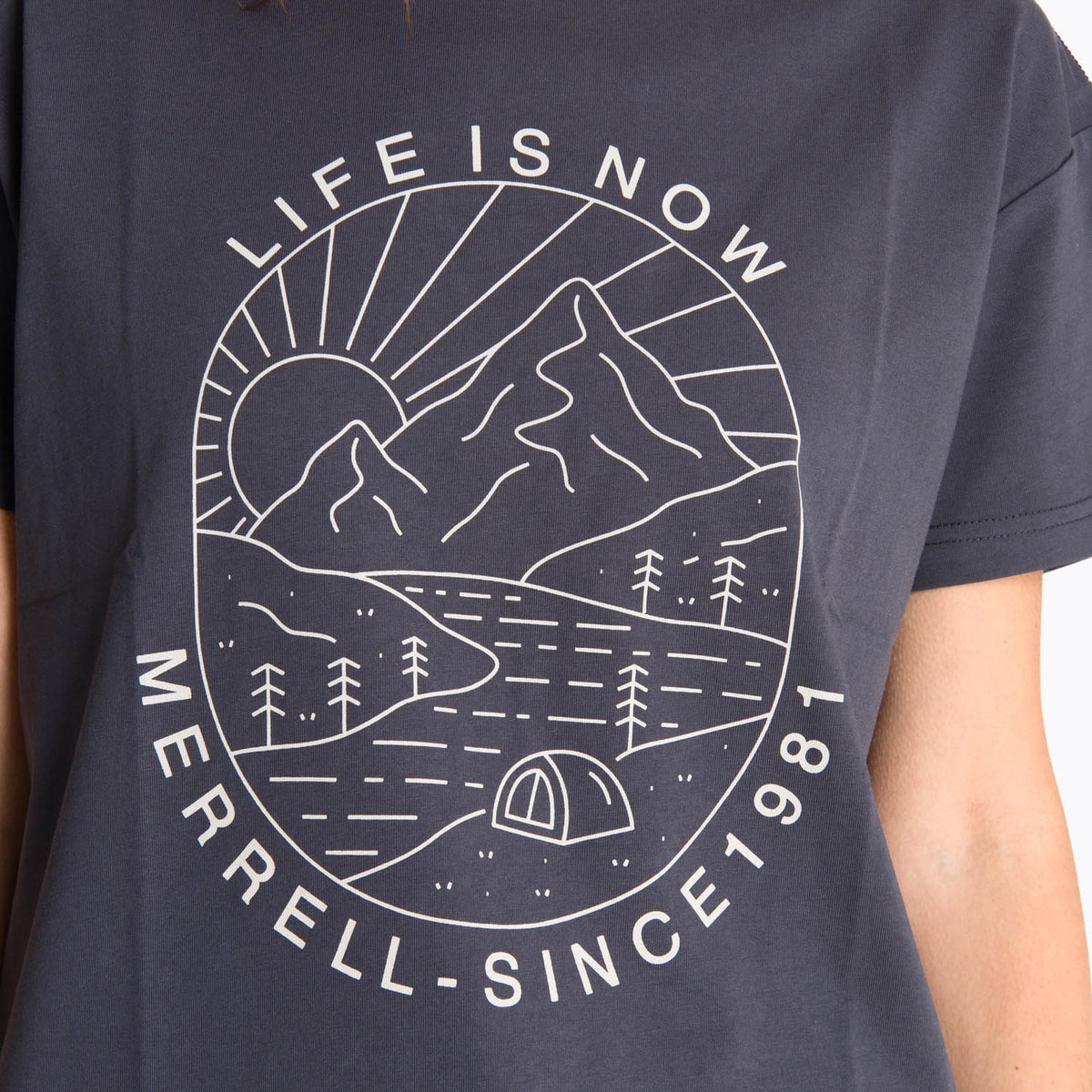 Polera Manga Corta Mujer Hata Gris Oscuro Merrell