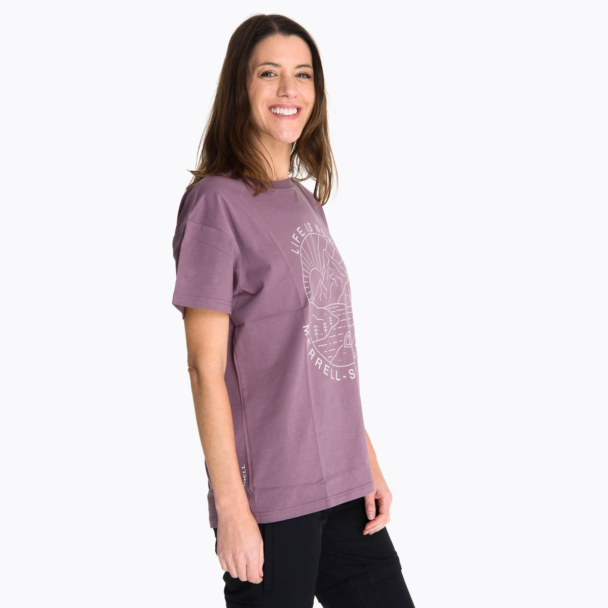 Polera Manga Corta Mujer Hata Morado Oscuro Merrell