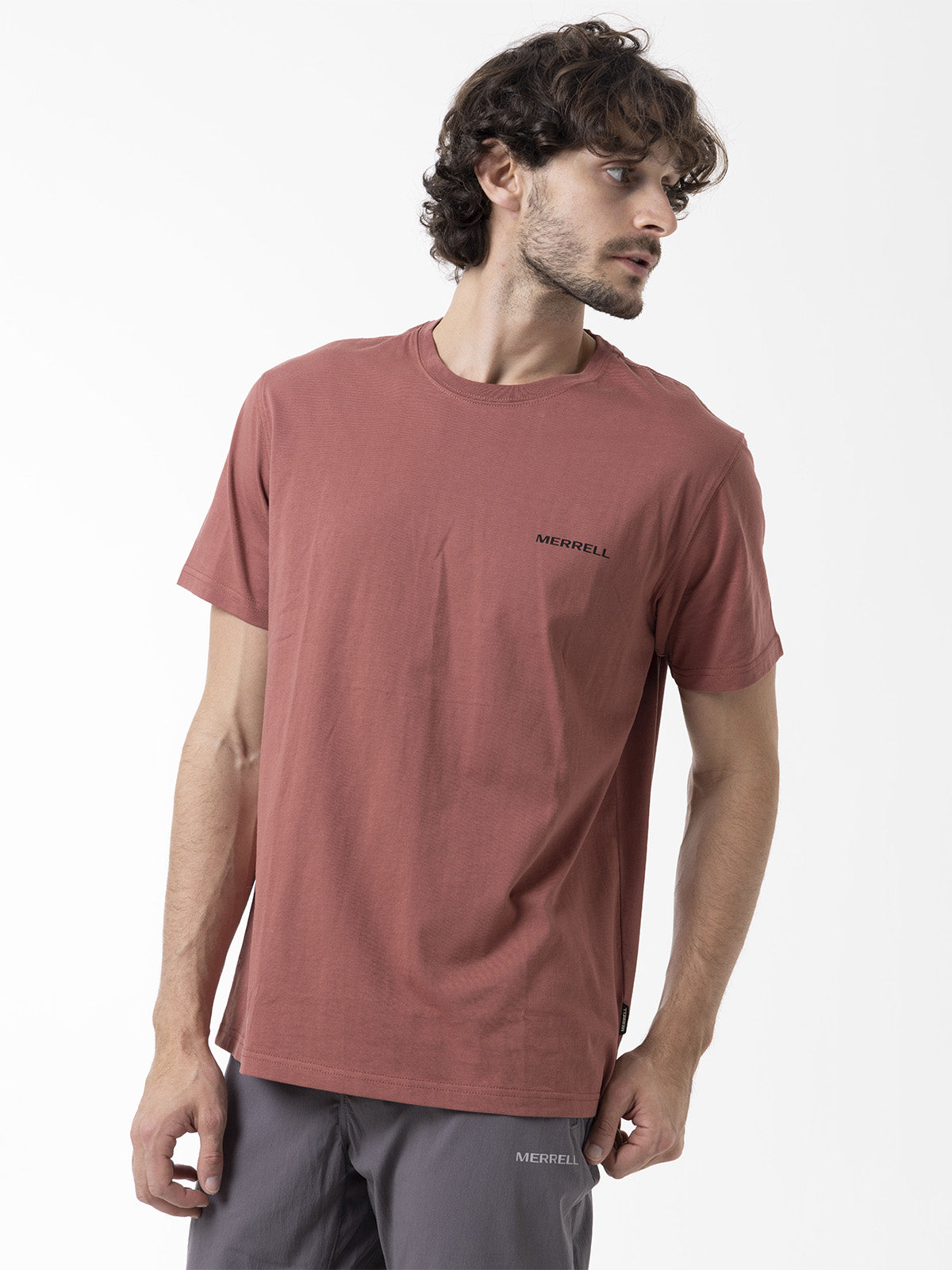 Polera Manga Corta Hombre Backprint Rojo Merrell