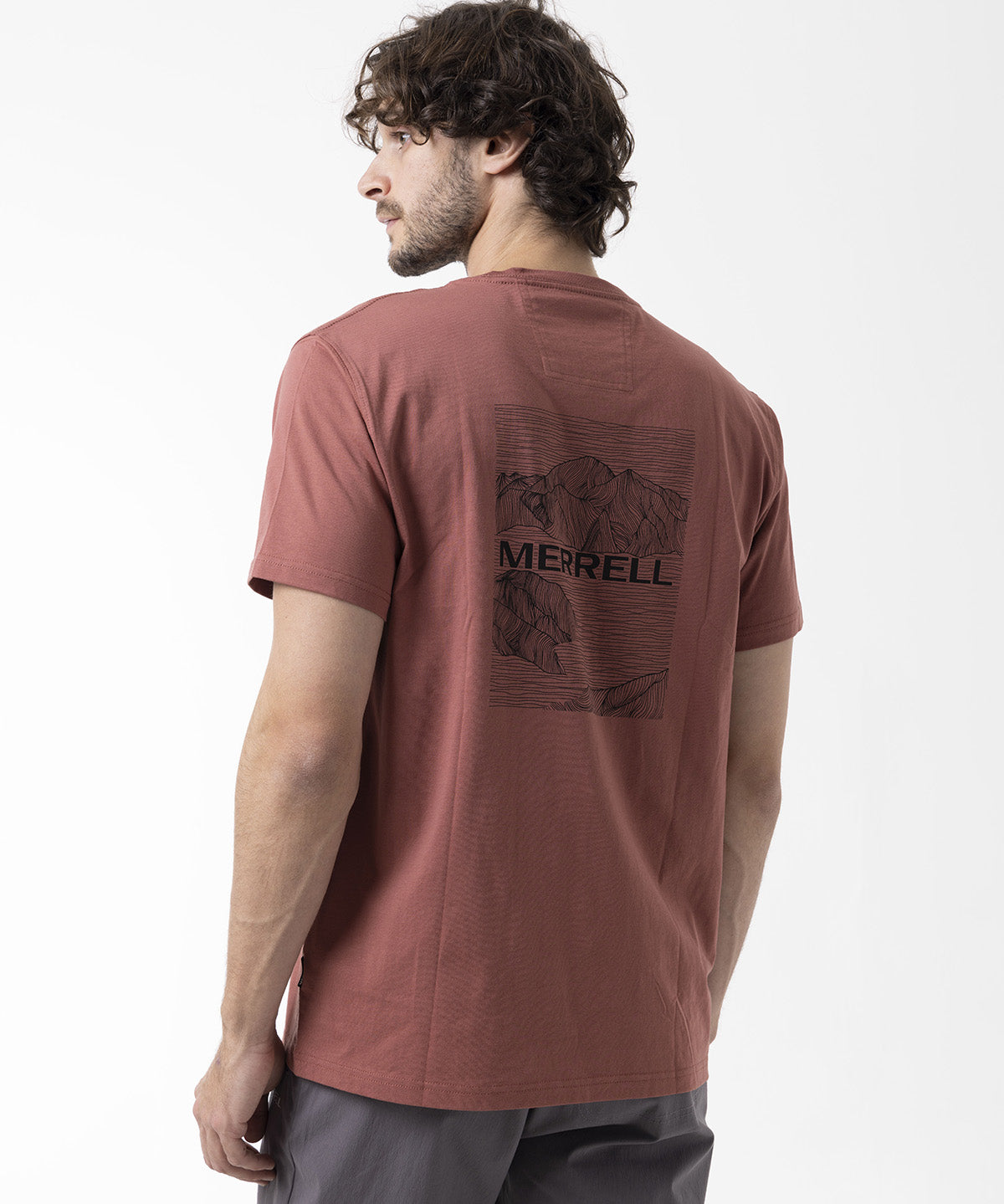 Polera Manga Corta Hombre Backprint Rojo Merrell