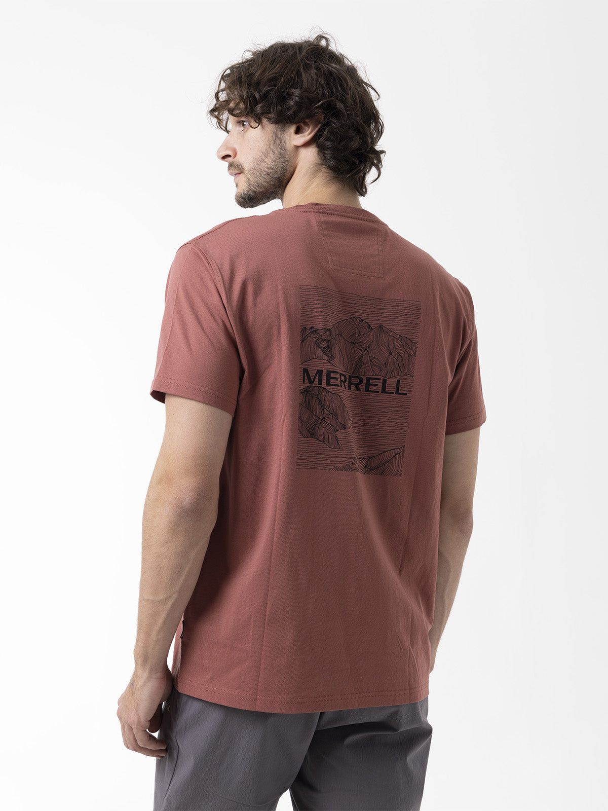 Polera Manga Corta Hombre Backprint Rojo Merrell